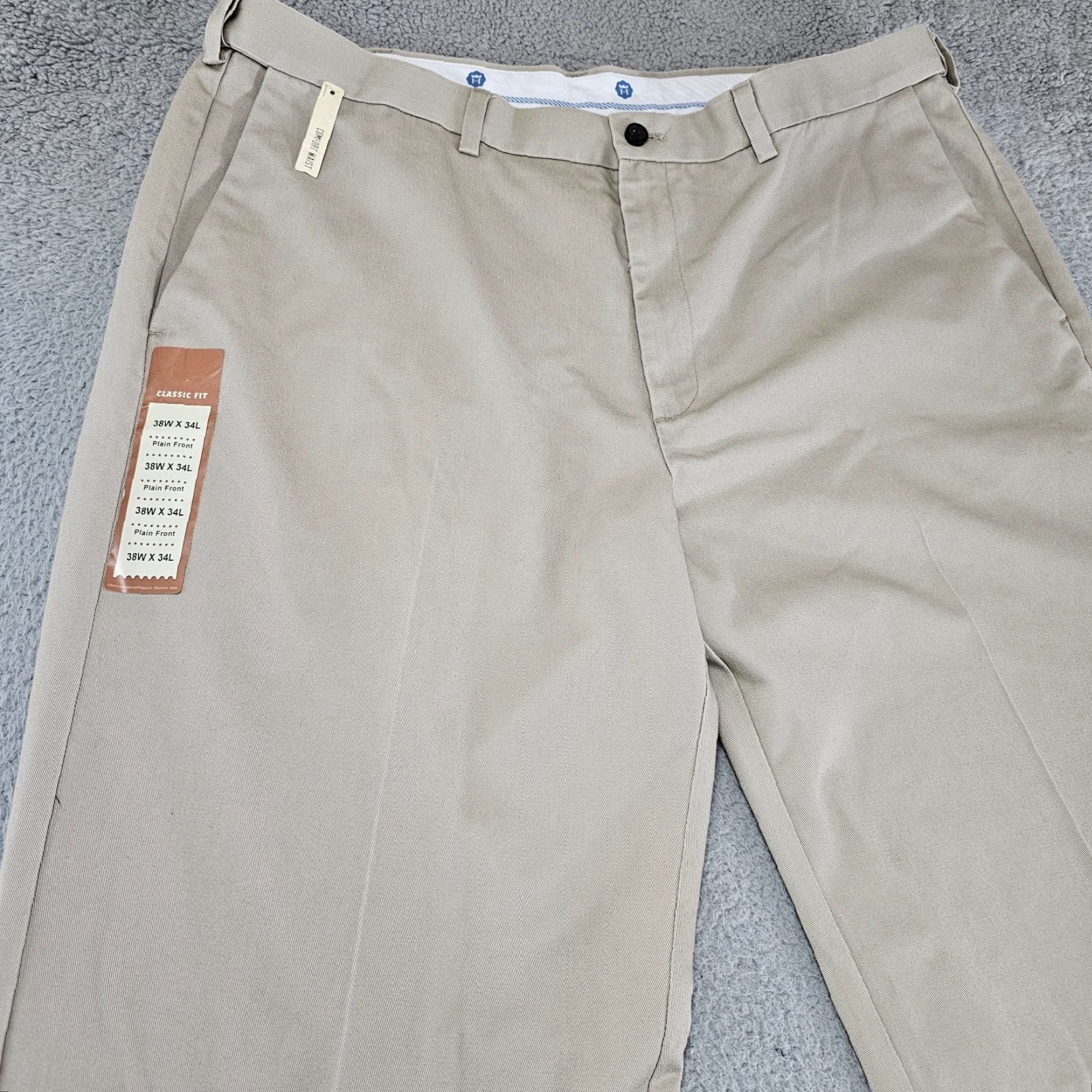 Haggar Haggar Dress Pants Mens 38x33 Khaki Classic Fit Flat Front Comfort Waist Cotton Pants Size US 38 / EU 54 - 2 Thumbnail