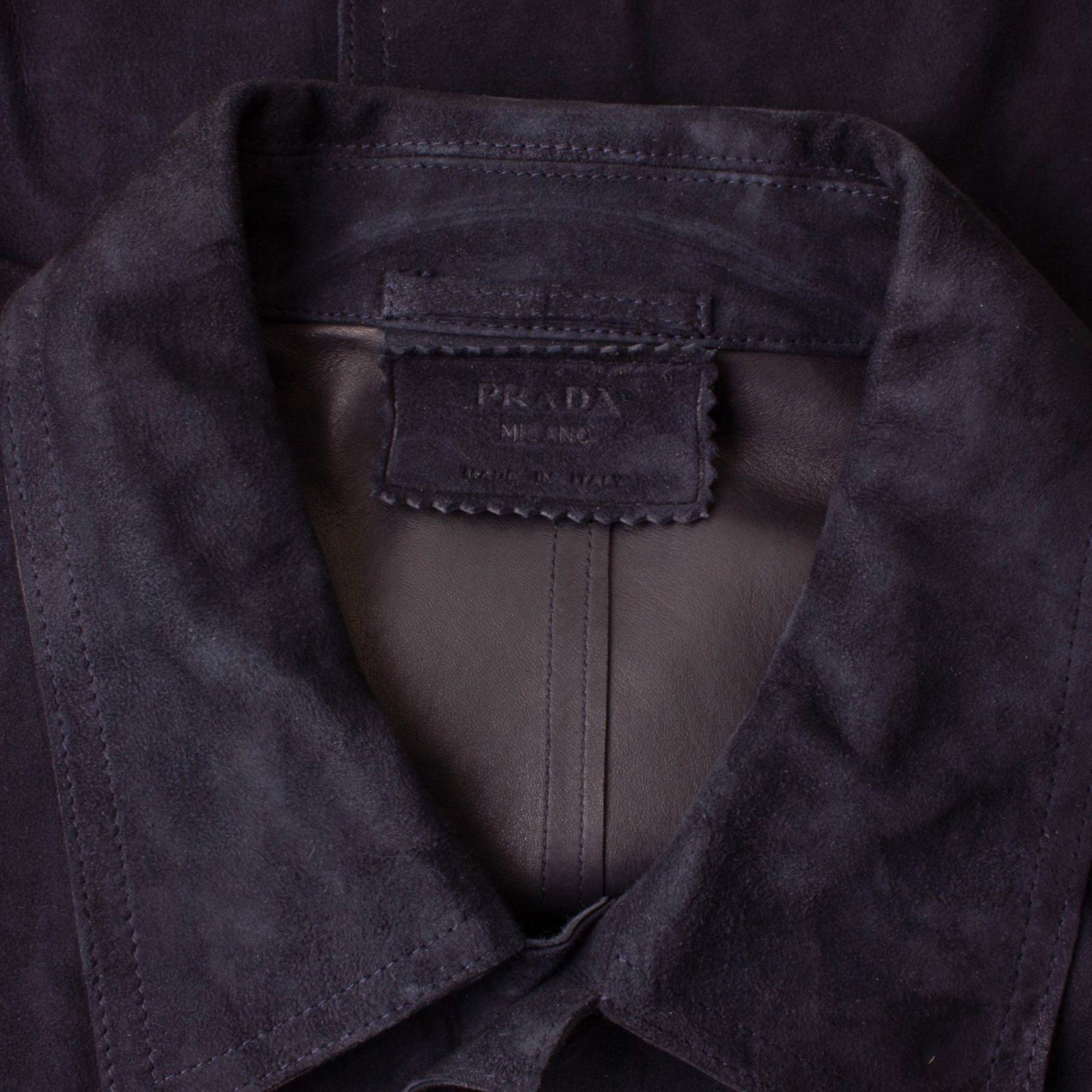 Prada PRADA S/S 2003 Dark Navy Suede Leather Field Jacket Size US M / EU 48-50 / 2 - 10 Thumbnail