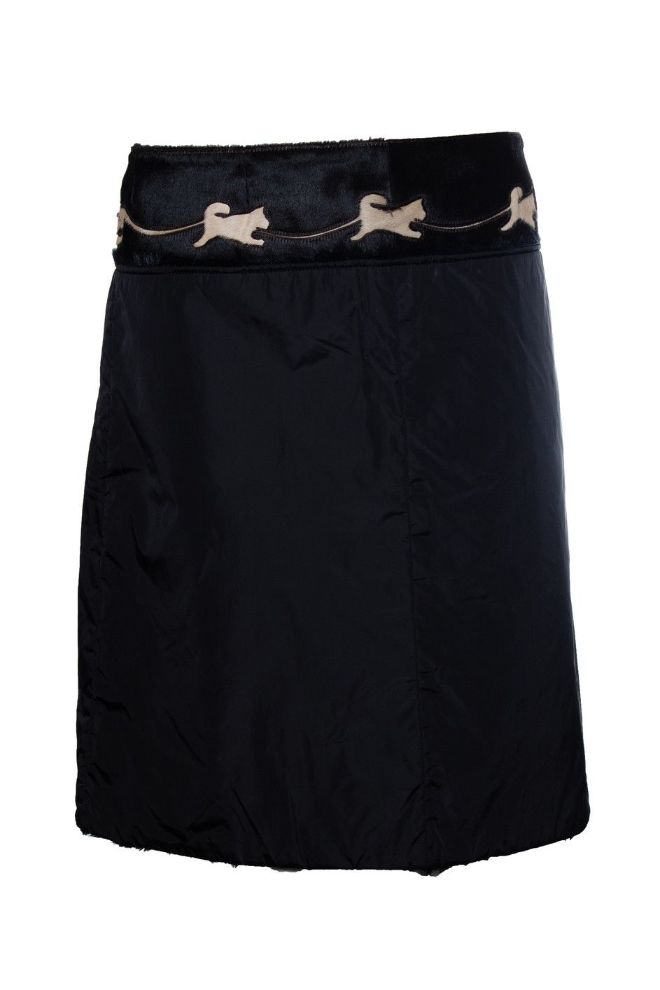 Prada Nylon skirt in black with ponyskin