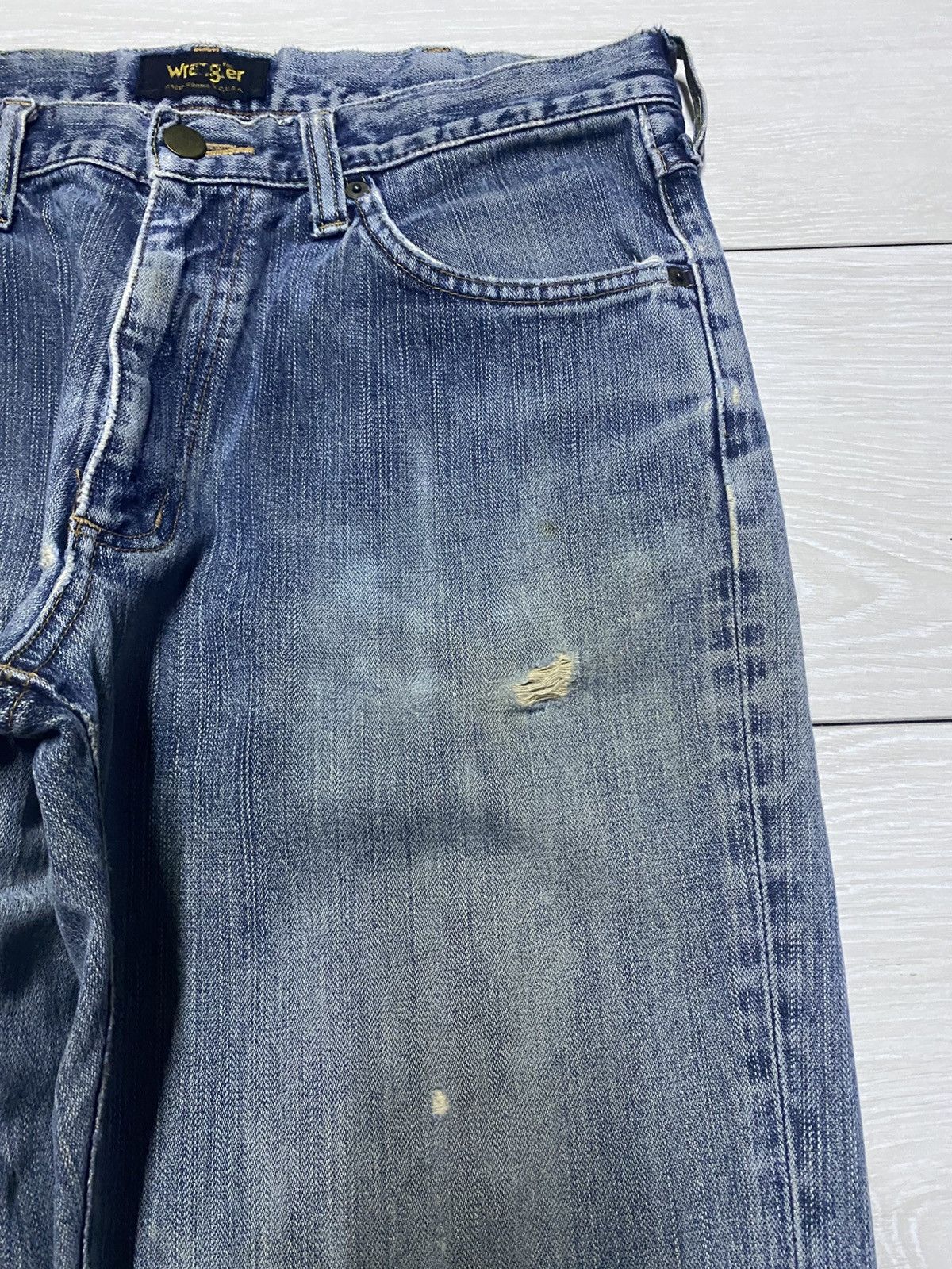 Wrangler Vintage Wrangler Faded Mud Wash Distressed Straight Jeans Size US 32 / EU 48 - 8 Thumbnail