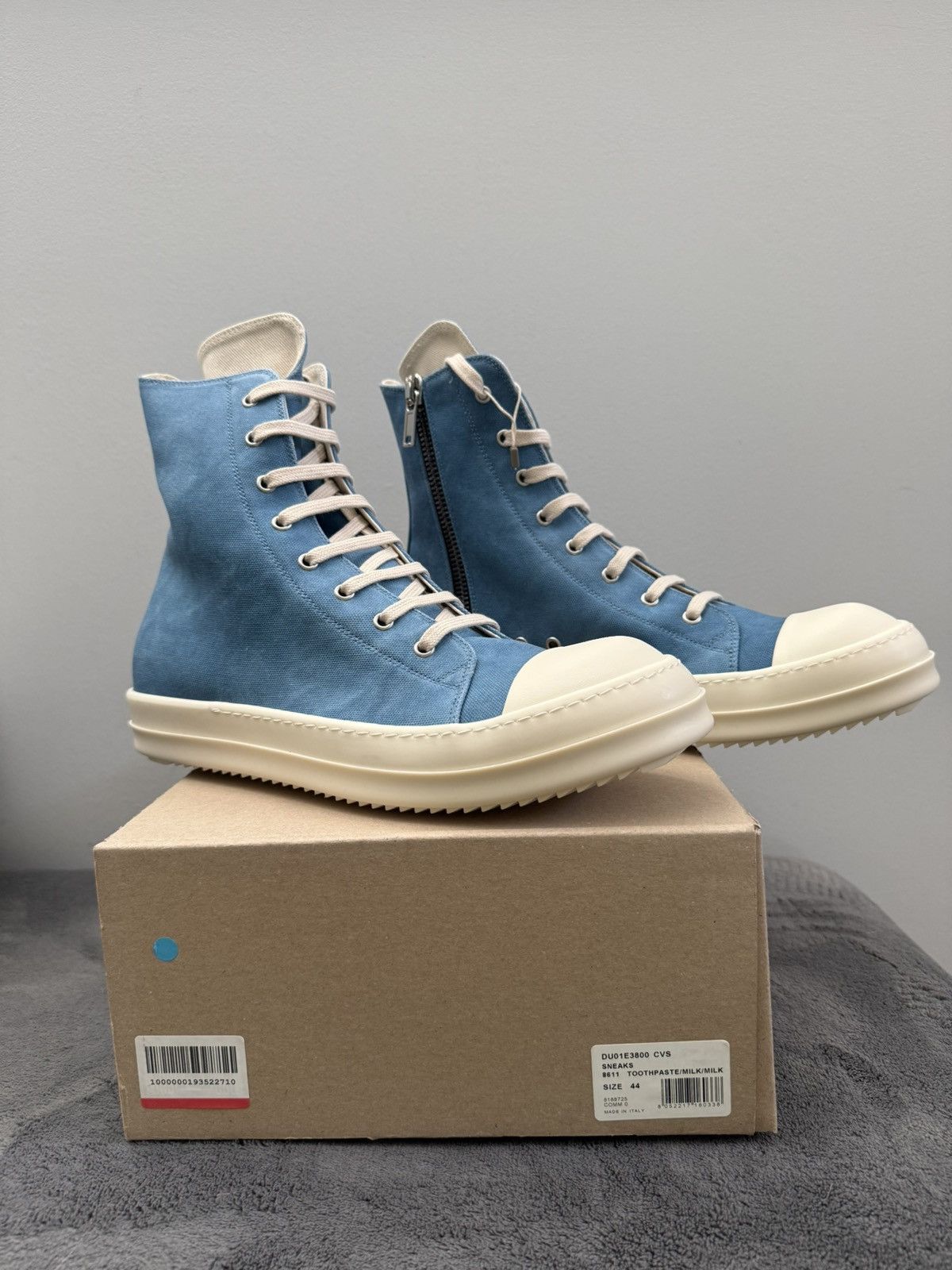 Rick Owens [SAMPLE] SS25 Ramones Toothpaste Blue Cotton Canvas 