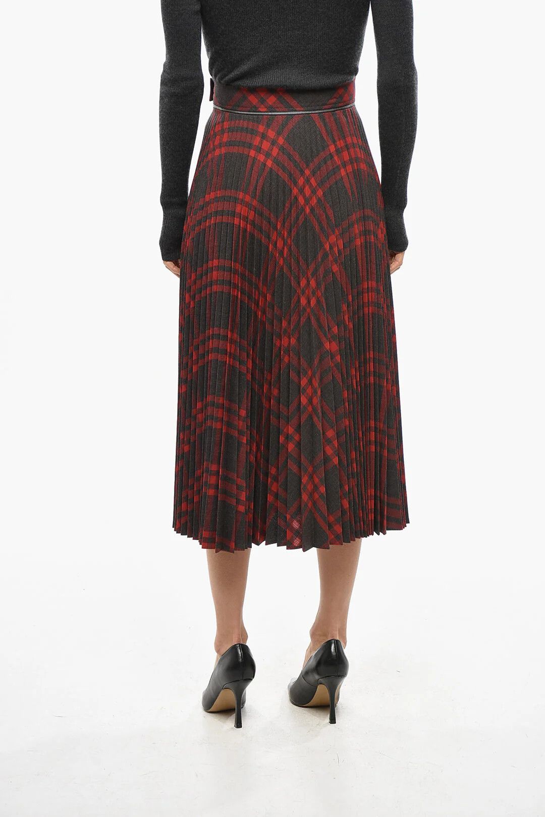 Burberry og1mm0426 Midi Pleated Skirt in Red Size 25" / US 0 / IT 36 - 4 Thumbnail
