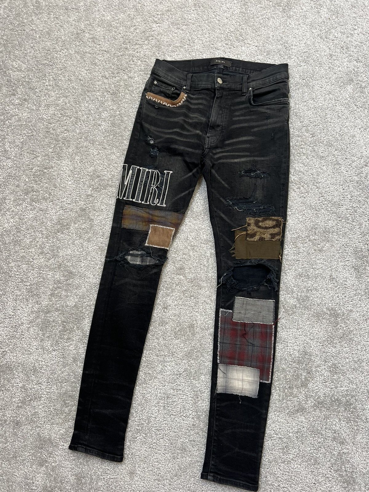 Amiri Amiri Grunge Destroyed Spliced Patch Mx-1 Jeans Size 31 Size US 31 - 3 Thumbnail