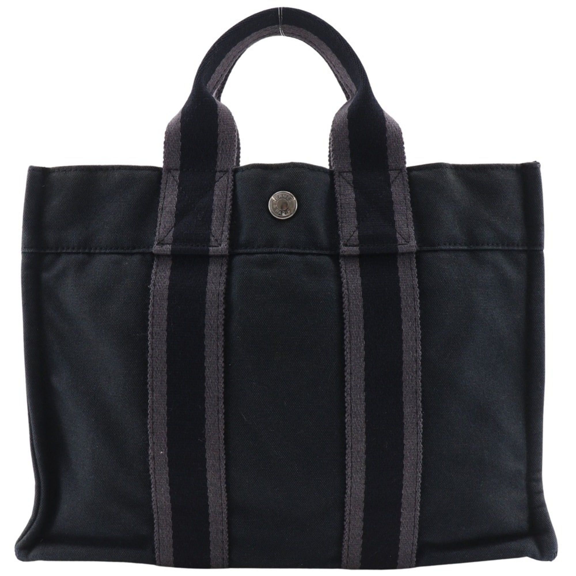 Hermes Hermes SackFourre Tout PM Handbag Cotton Canvas Black A5 Snap Button Unisex Size ONE SIZE - 1 Thumbnail
