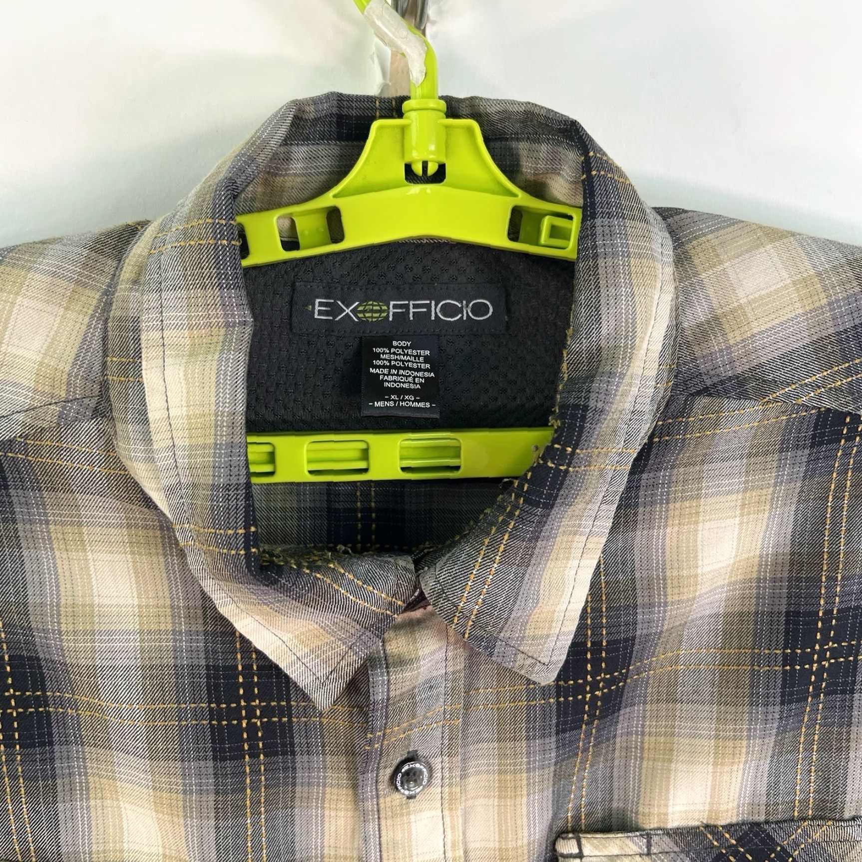 ExOfficio EXOFFICIO Plaid Button-Up Shirt Mens XL Blue/Tan Long Sleeve Shirt Size US XL / EU 56 / 4 - 3 Thumbnail