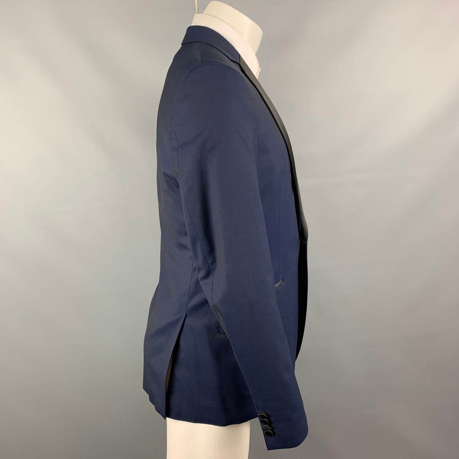 Theory Size 40 Regular Navy & Black Wool Notch Lapel Sport Coat Size 40R - 3 Thumbnail