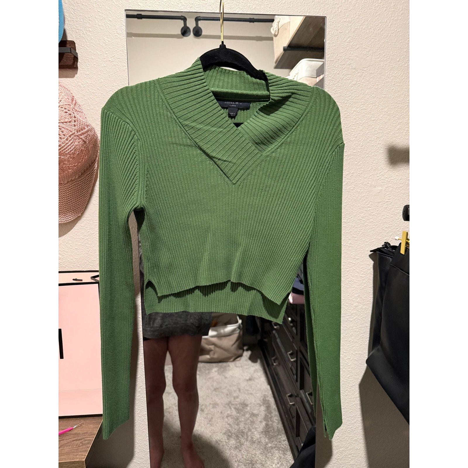 All Saints Green Sweater Dress Set Women Knit L - G002