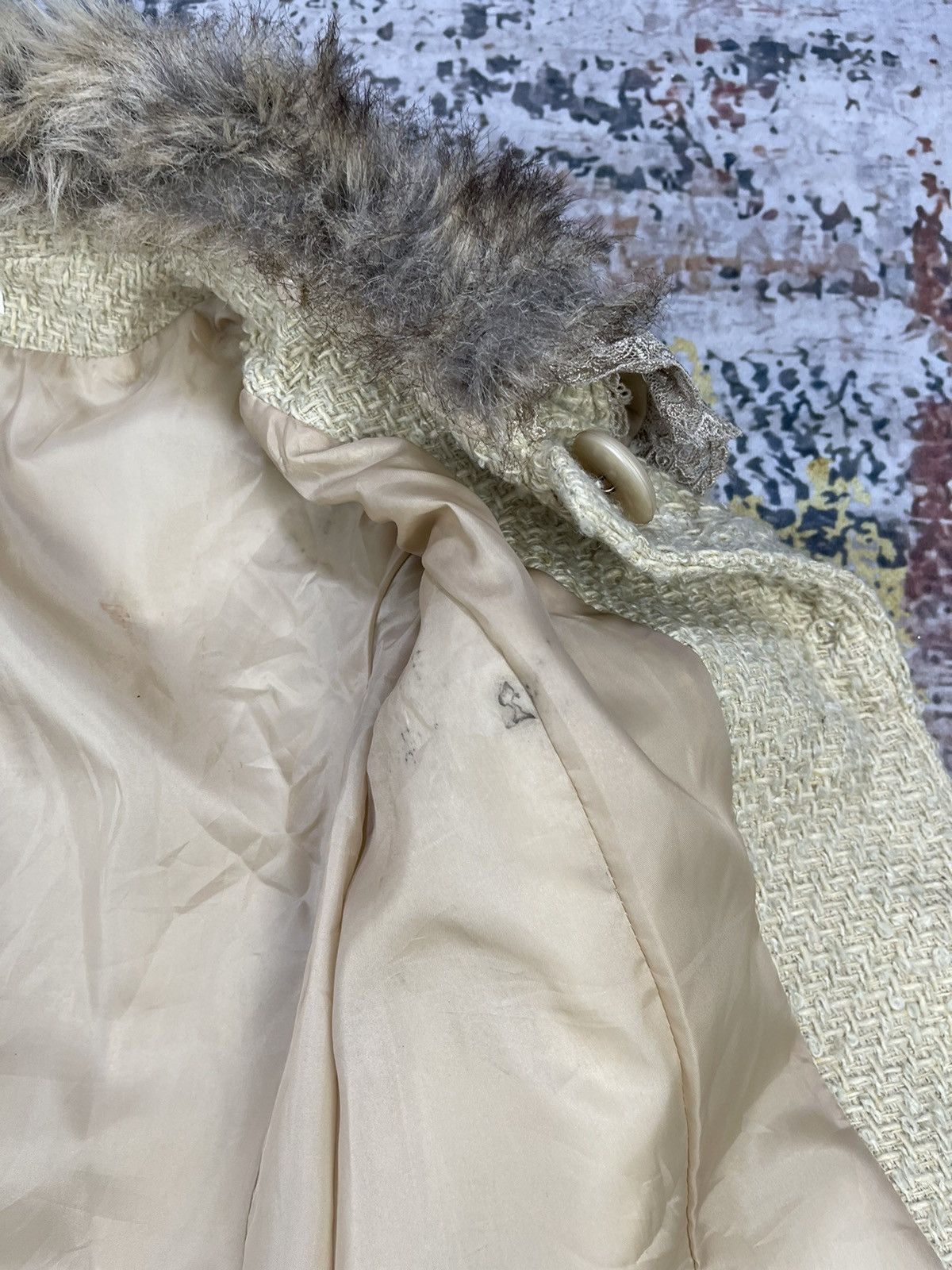 Japanese Brand Axes Femme Fur Collar Embroidered Tweed Coats Size L / US 10 / IT 46 - 10 Thumbnail