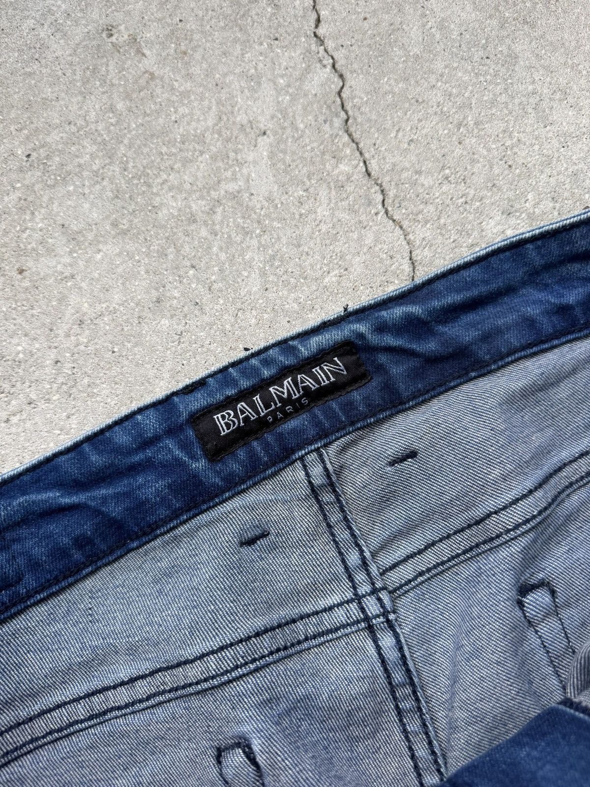 Balmain Balmain Biker Jeans Distressed Ribbed Design Size US 33 - 6 Thumbnail