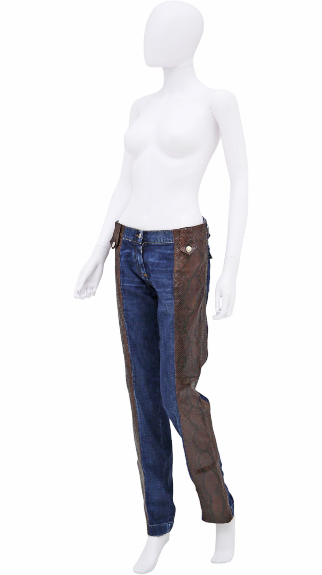 Dolce & Gabbana S/S 2005 Brown Python Leather Blue Jeans Size 28" / US 6 / IT 42 - 4 Thumbnail