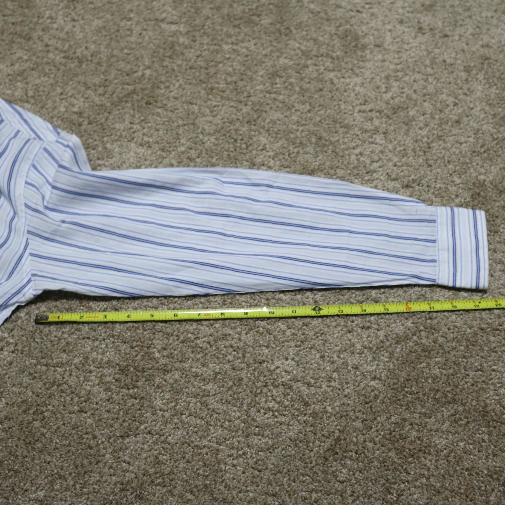 Arrow Arrow Shirt Dress Shirt Button-Down Collar XL 18 Blue Striped Men Size US XL / EU 56 / 4 - 7 Thumbnail