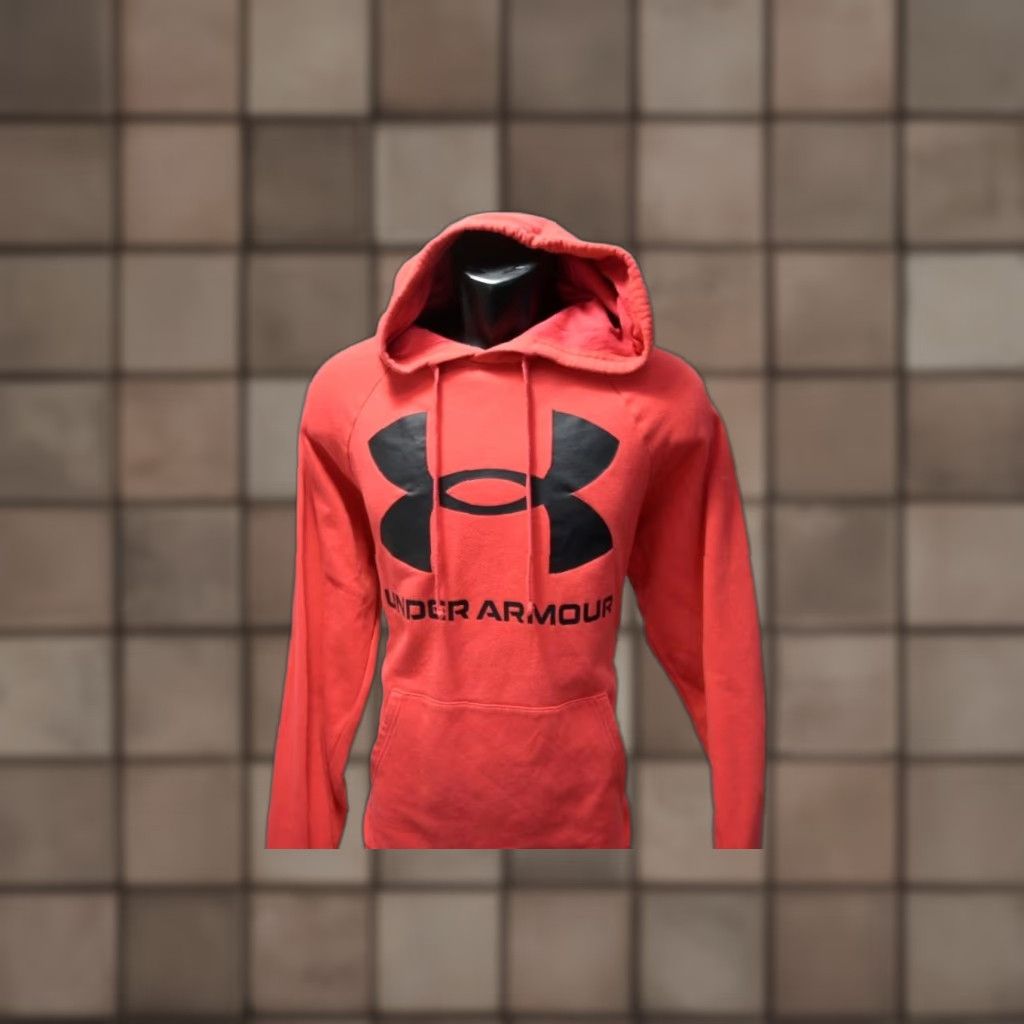 Under Armour Hoodie Pullover Mens Size M Orange Cotton Blend Polyester ColdGear Jogger Performance Shirt