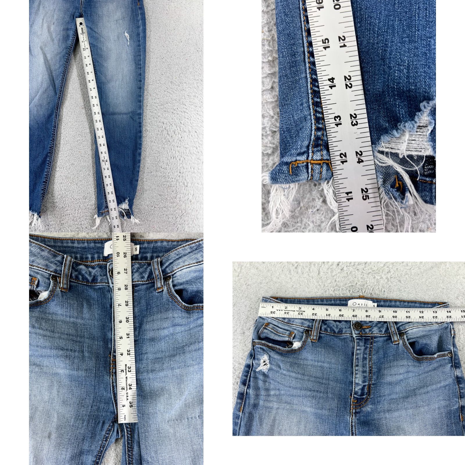 Vintage VINTAGE Oasis by Eunina Jeans Womens 5 Blue Denim Distressed Cotton Spandex Skinny Logo Zipper Button 5-Pocket Men's? Size 27" / US 4 / IT 40 - 8 Thumbnail