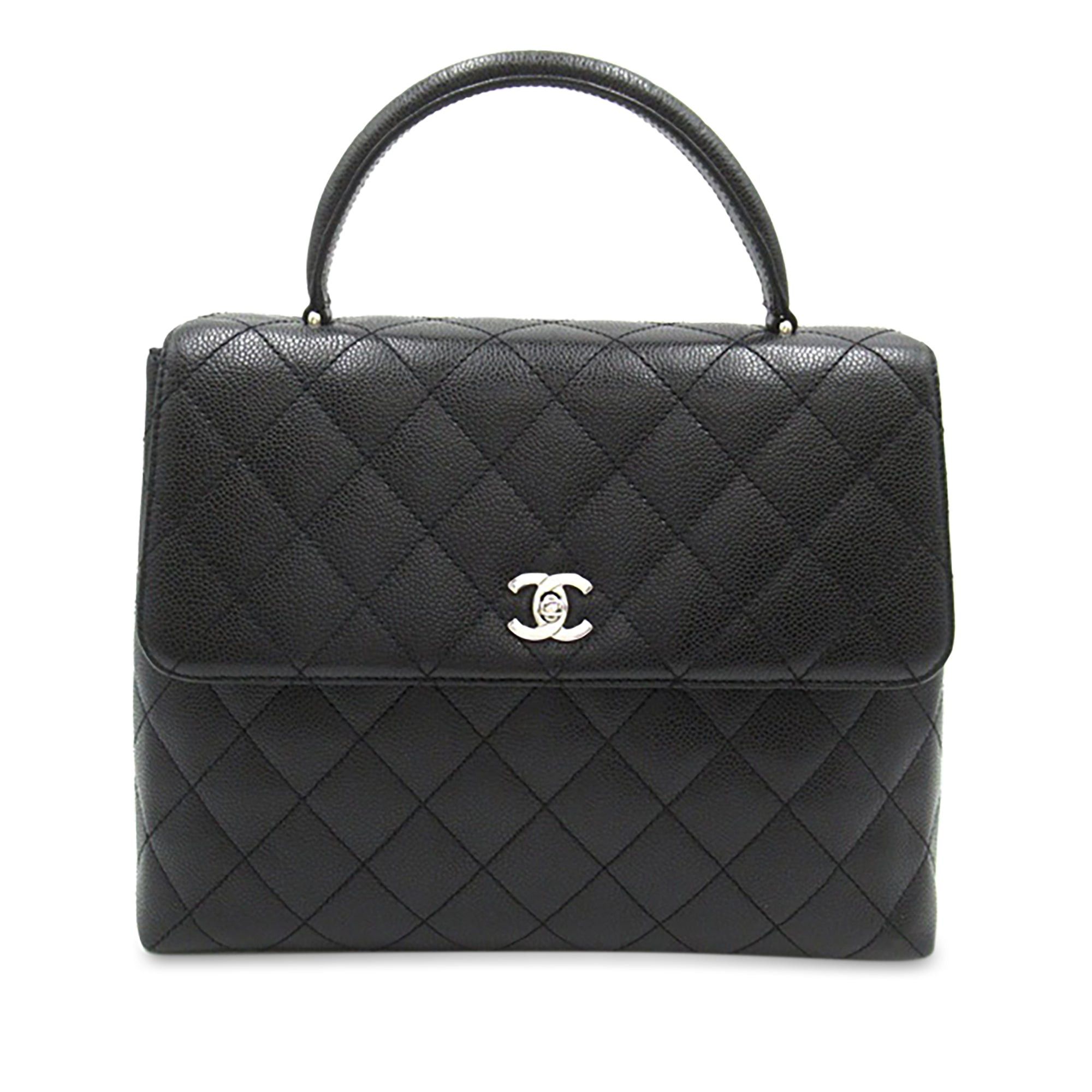 image of Chanel Caviar Kelly Top Handle Bag in Black, Women's