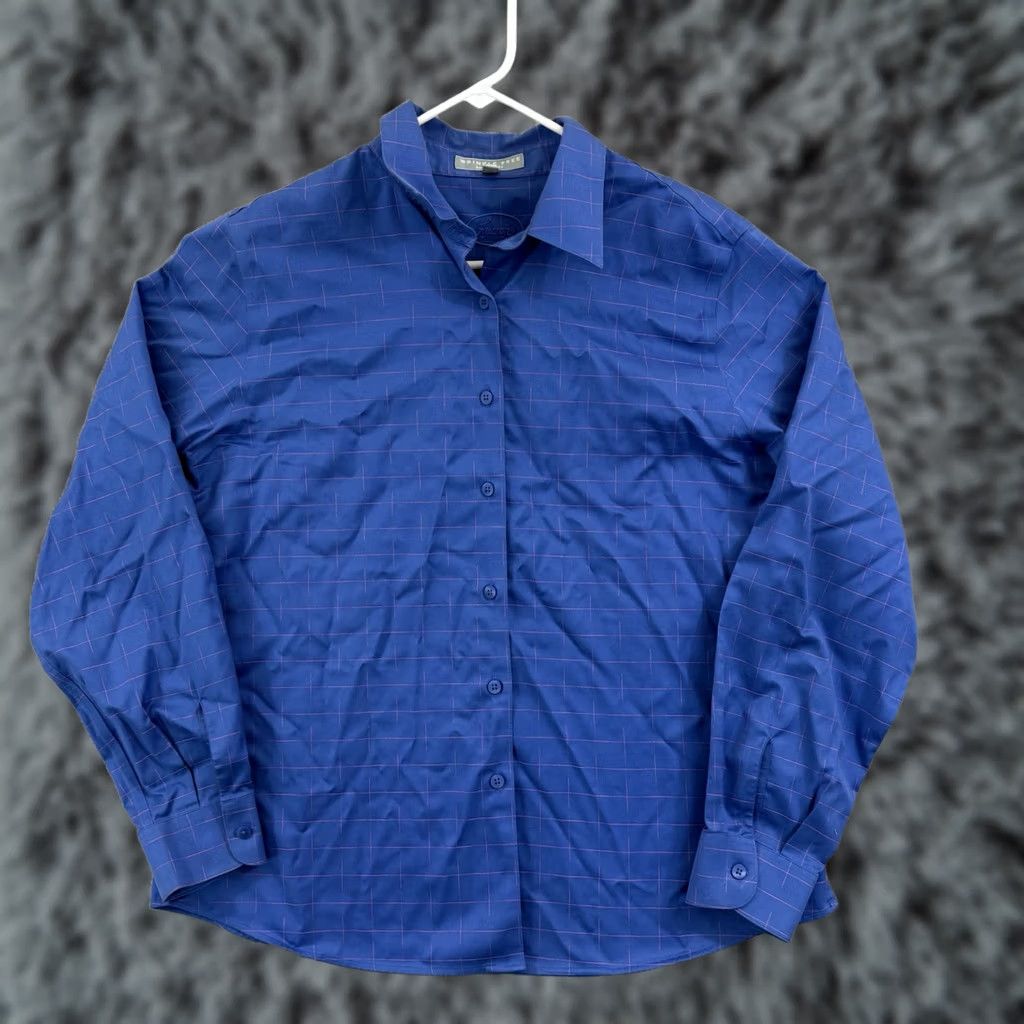 Vintage Foxcroft Shirt Womens 12 Blue Check Equestrian Wrinkle Free Button Up Blouse Size XL / US 12-14 / IT 48-50 - 1 Thumbnail