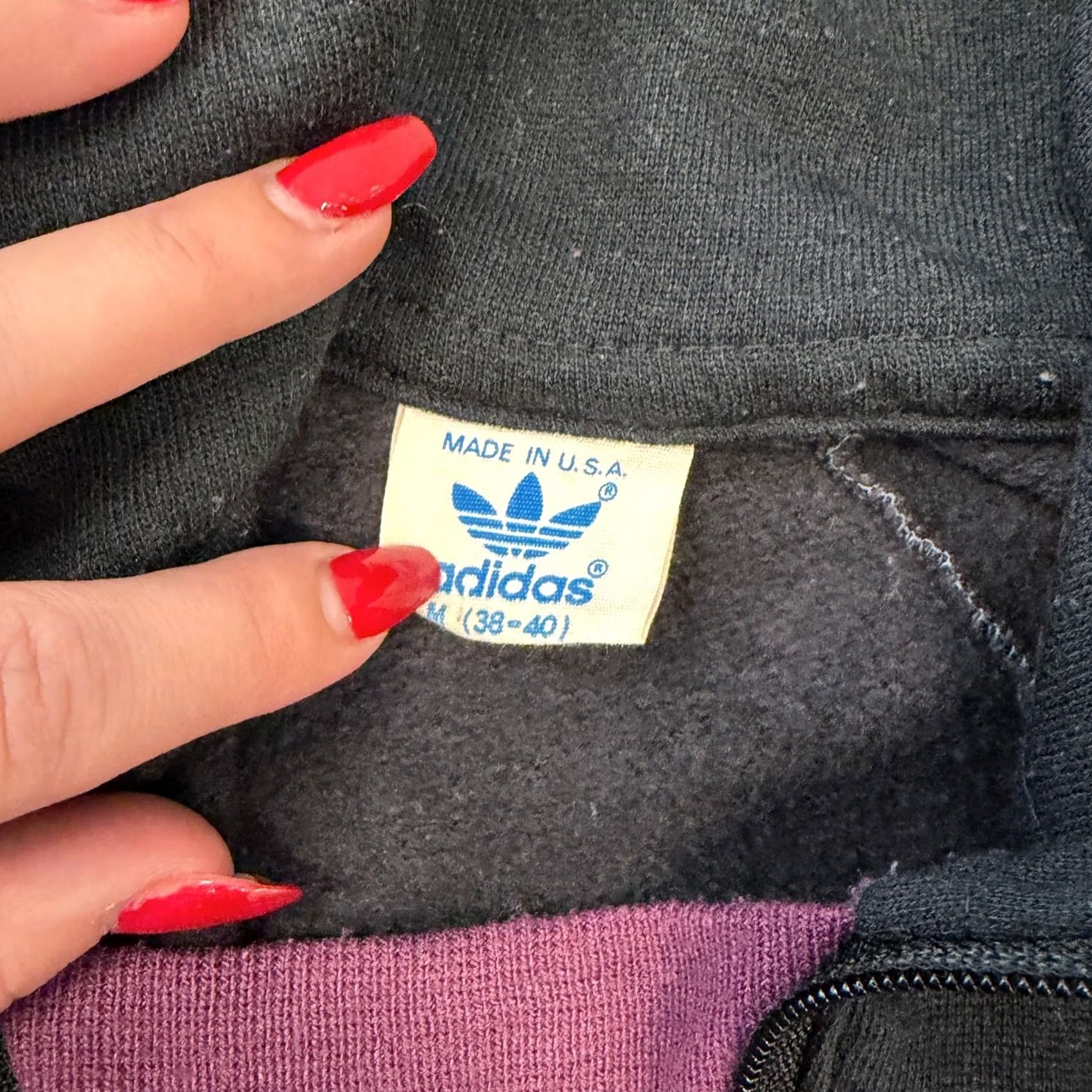 Adidas VINTAGE Adidas Trefoil Purple Black Three Stripe Crewneck Pullover 1/4 Zip M Mens Shirt Size US M / EU 48-50 / 2 - 3 Thumbnail