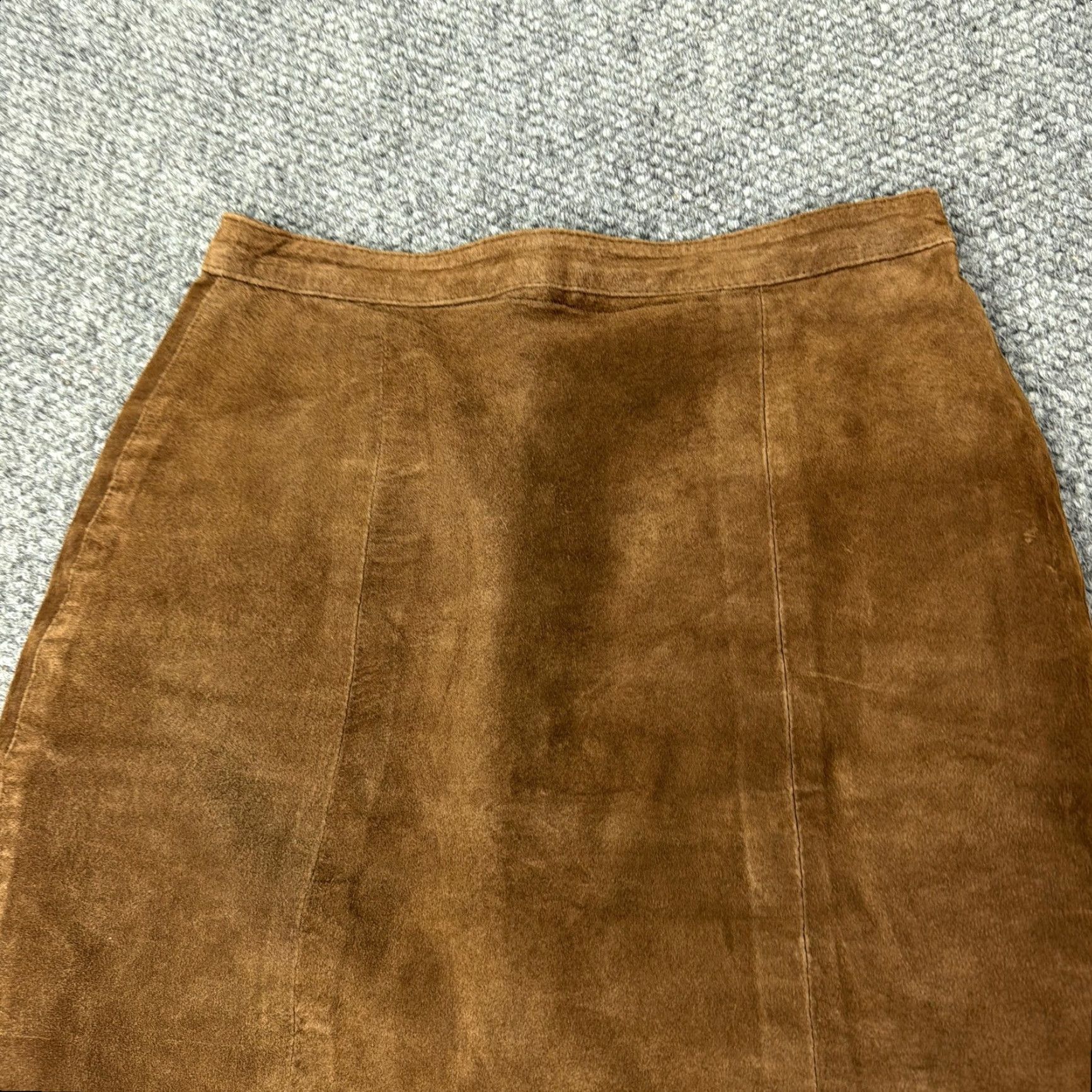 Vintage Gitano Skirt Womens 7/8 Brown Leather Suede Pencil Knee Length Lined High Waist Size 28" / US 6 / IT 42 - 2 Thumbnail