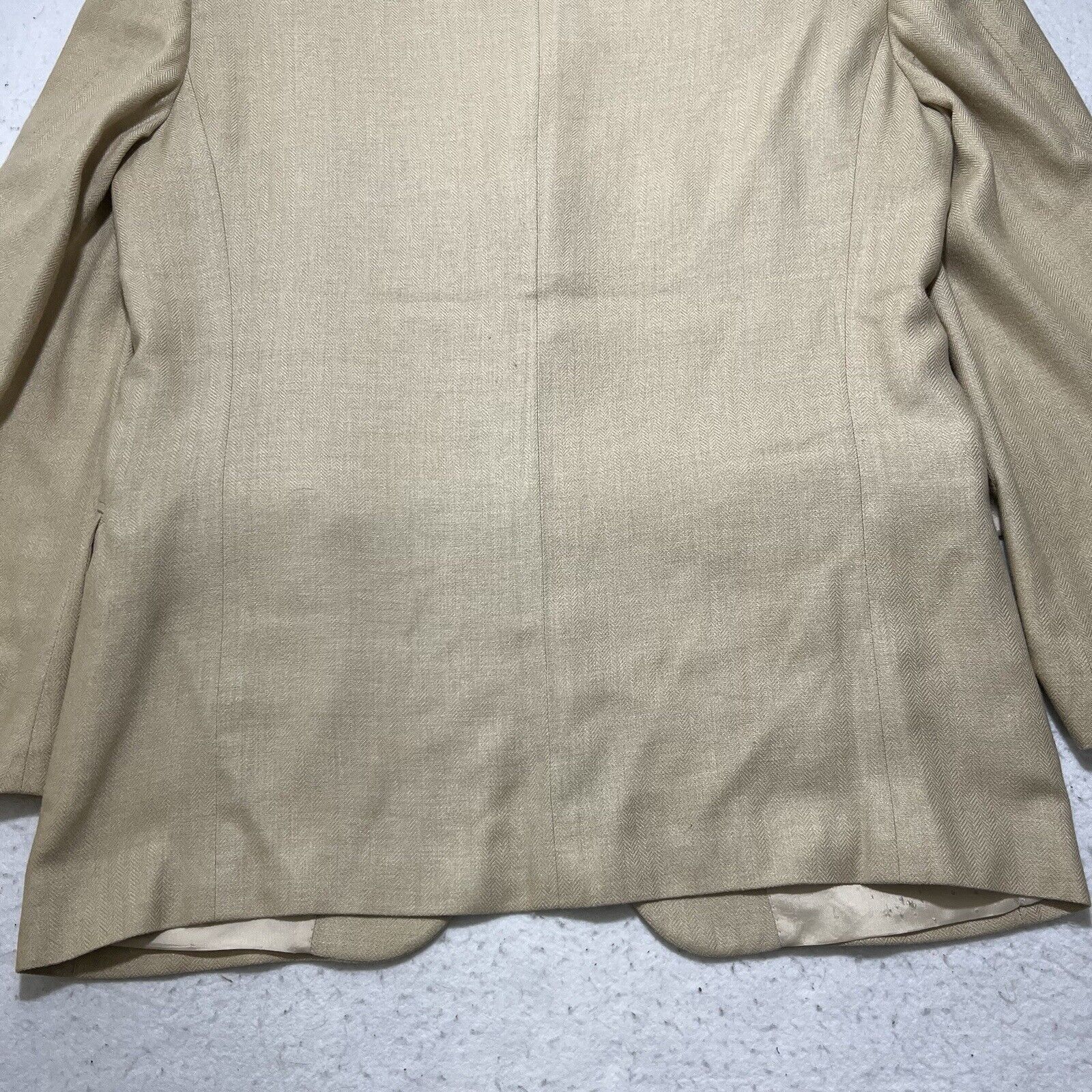 Zanieri Zanieri Italy Silk Blend Suit Jacket Beige Herringbone Coat Size 42R - 16 Thumbnail