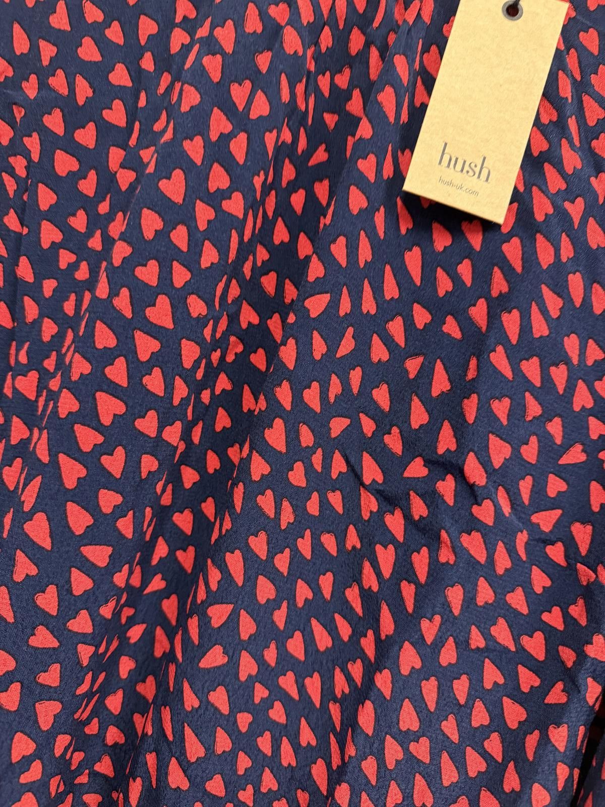 Errolson Hugh Hush Navy Blue and Red Heart Print Long Sleeve Blouse Size XS / US 0-2 / IT 36-38 - 2 Thumbnail
