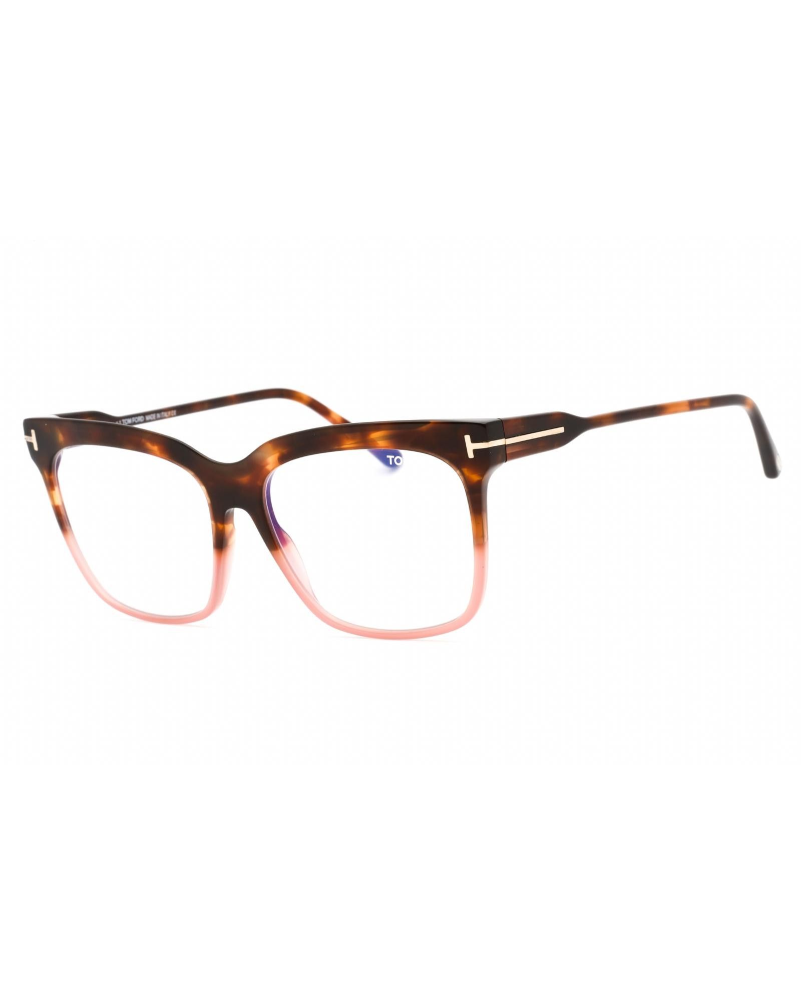 image of Tom Ford Ft5768-B Eyeglasses Coloured Havana/clear/blue-Light Block Lens, Women's
