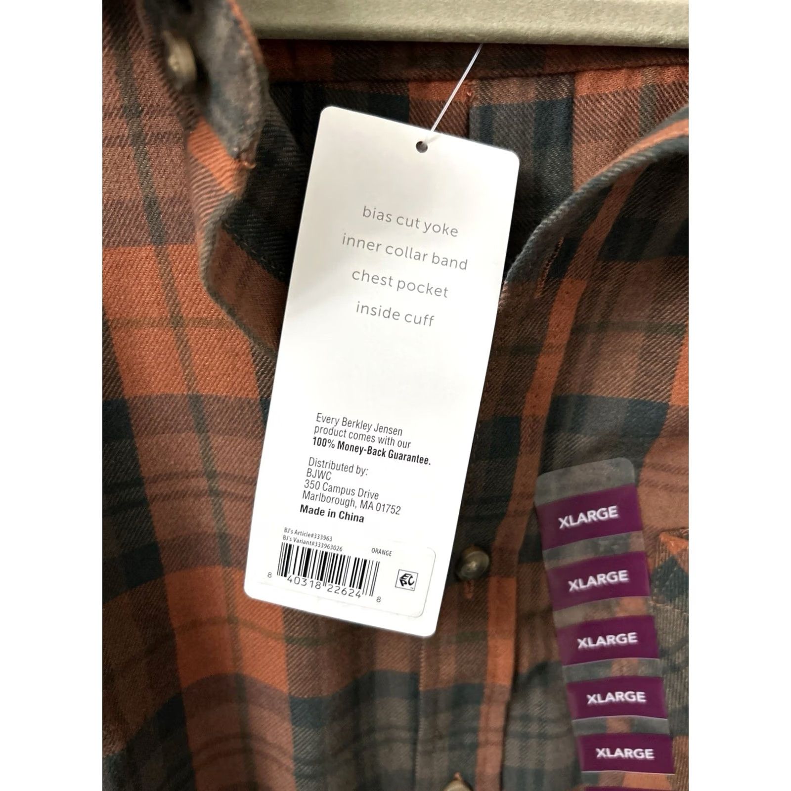 Vintage Berkley Jensen Flannel Shirt Mens XL Orange Plaid Button-Down Long Sleeve NWT Size US XL / EU 56 / 4 - 7 Thumbnail