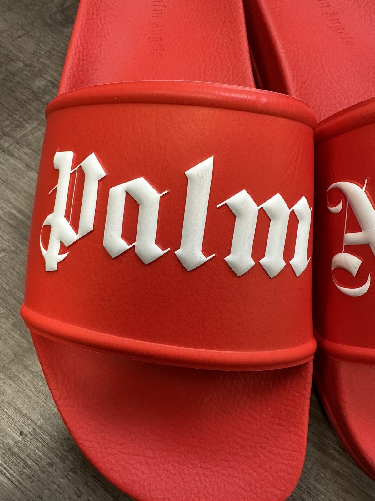 PALM ANGELS LOGO POOL SLIDES 'RED/WHITE'
