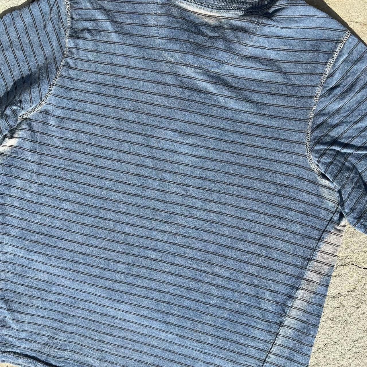 Basic Editions Y2K Blue Tan Overdyed Reworked Striped Henley Size US L / EU 52-54 / 3 - 5 Thumbnail