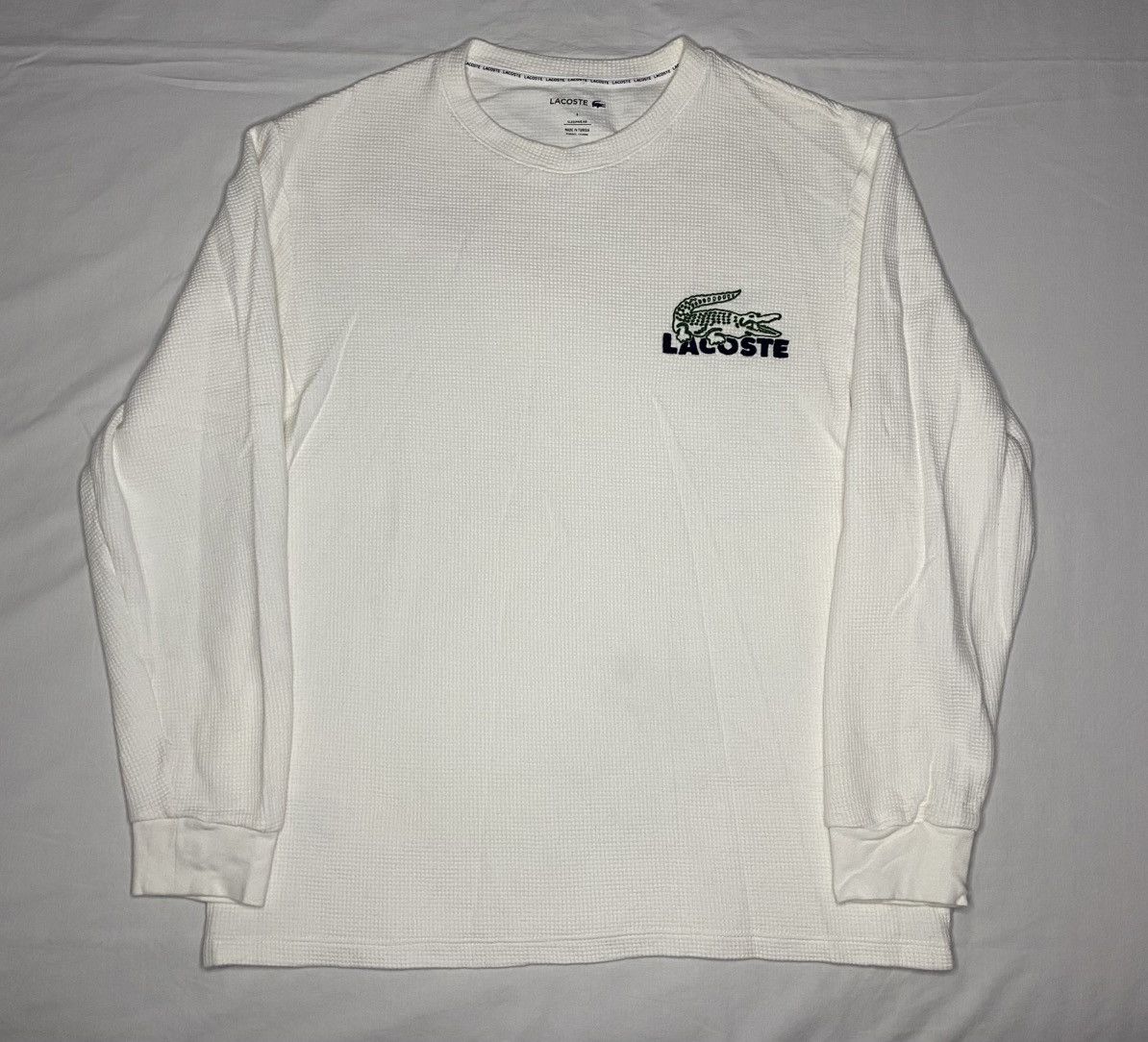 Lacoste Lacoste White Logo Waffle Knit Thermal Long Sleeve Shirt Size US L / EU 52-54 / 3 - 1 Thumbnail
