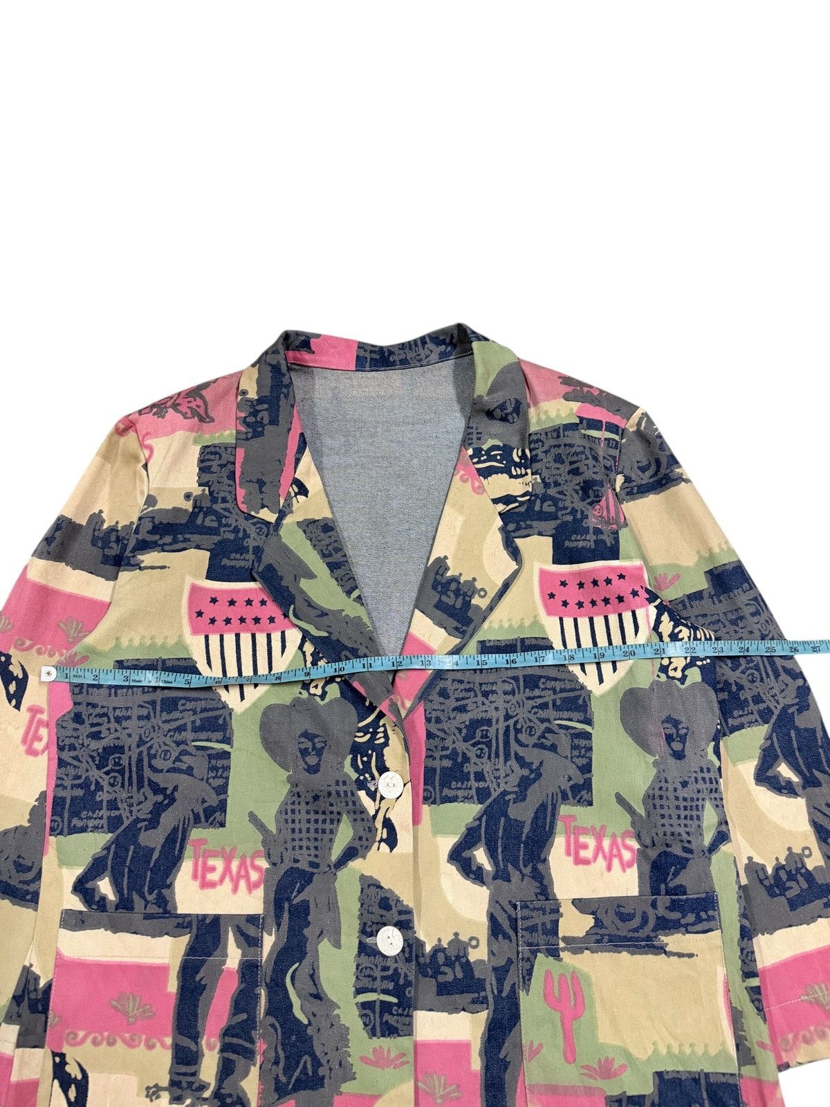 If Only Was True Vtg🔥80’s Custom Made Ovp Texas Cowboy Printed Denim Blazer Size 44R - 9 Thumbnail