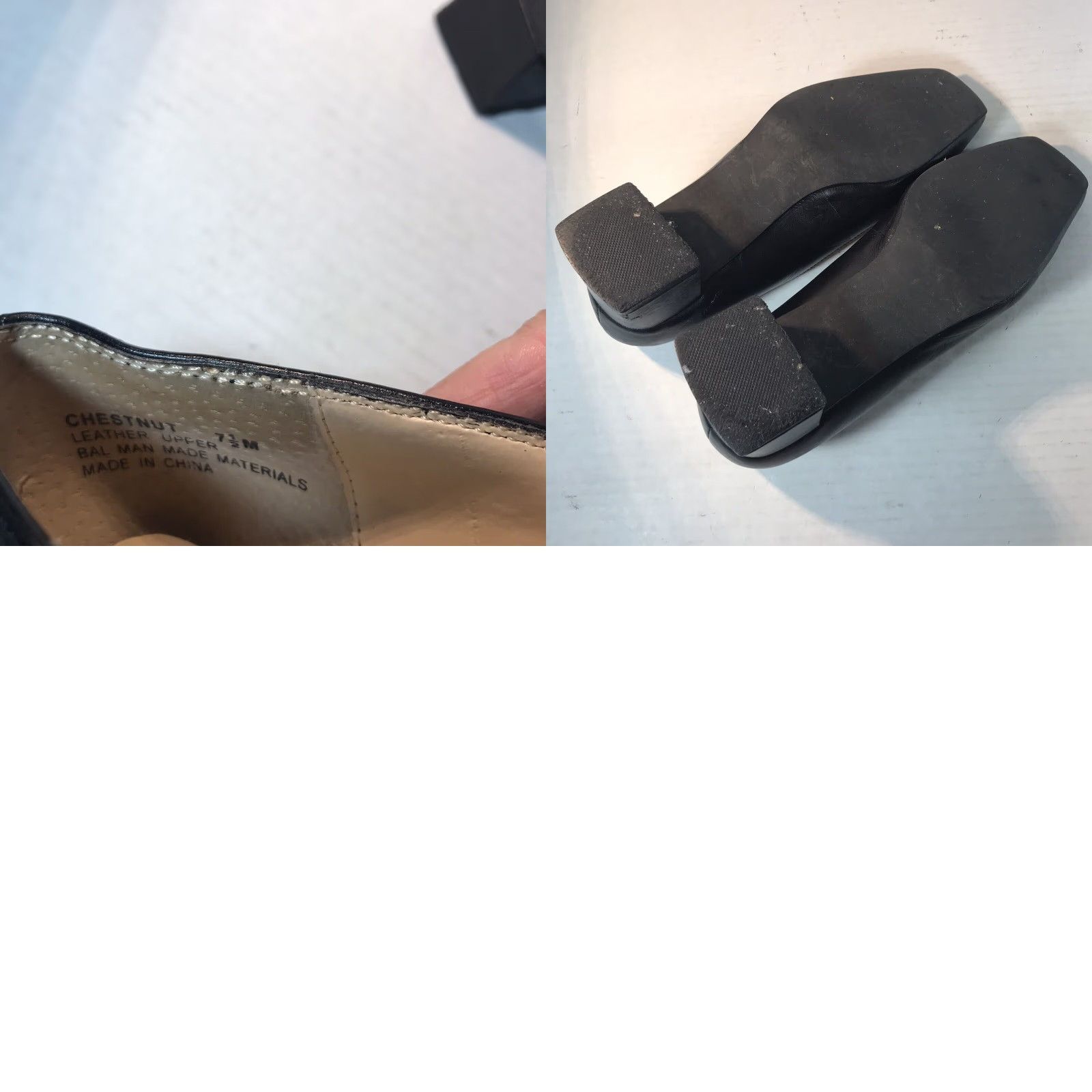 Vintage Madeline Chestnut Black Leather Block Heel Dress Shoes Womens Size 7.5M Square Toe Size M / US 6-8 / IT 42-44 - 8 Thumbnail