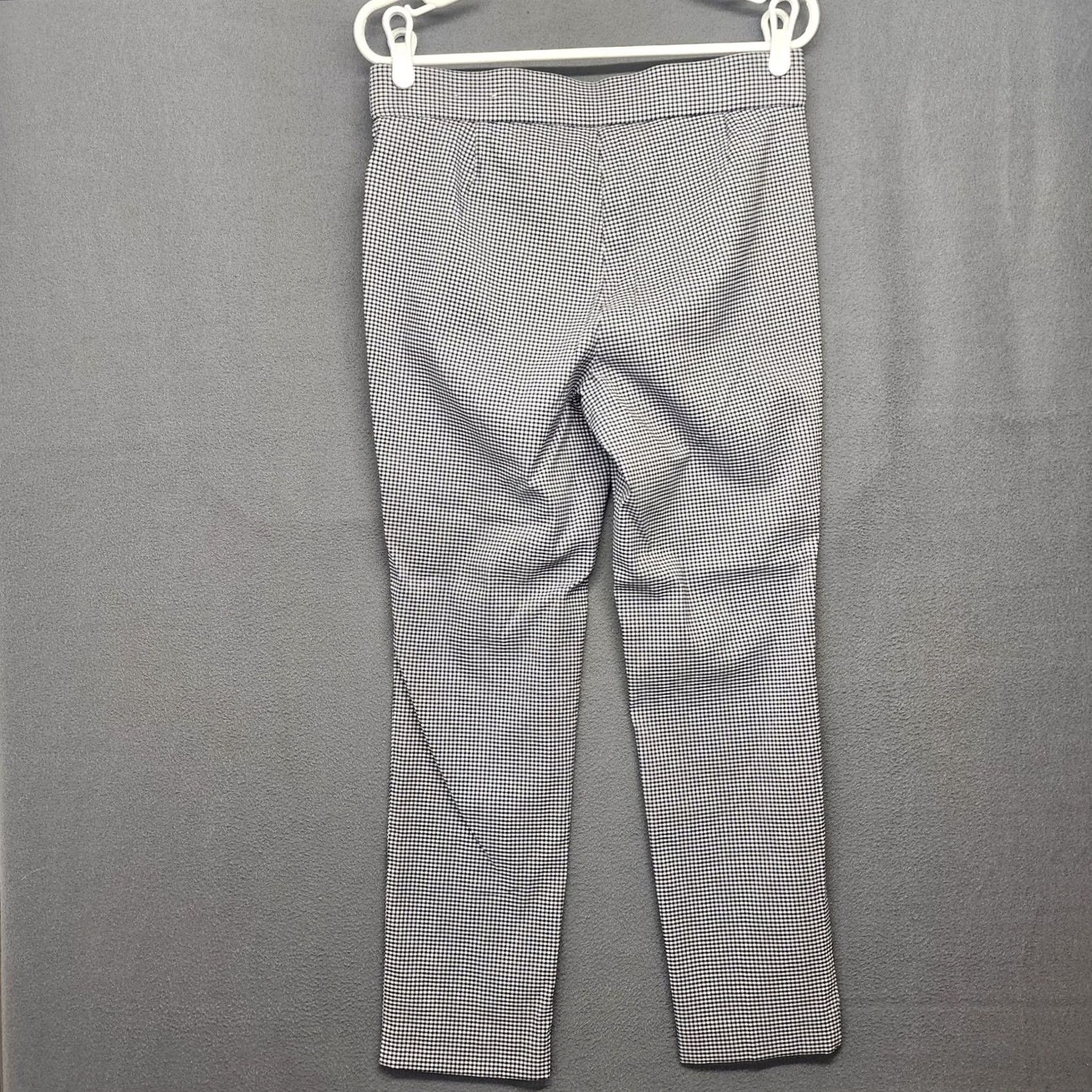 Anne Klein Anne Klein Pants Womens Size 8 Black Check Pull On Capri Crop Tapered Front Flat Inseam 26 in Womens Size 30" / US 8 / IT 44 - 2 Thumbnail