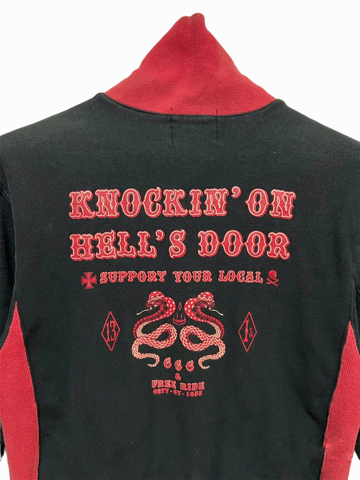 Japanese Brand × Vintage Vintage Knockin On Hell Door Sunfaded Punk Zip Up Sweater Size US M / EU 48-50 / 2 - 5 Thumbnail