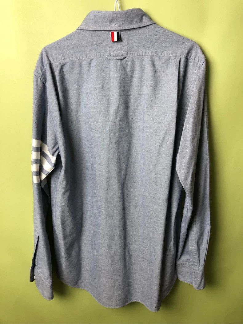 Thom Browne Thom Browne Blue and white four-bar long-sleeved shirt 2505 Size US XL / EU 56 / 4 - 2 Thumbnail