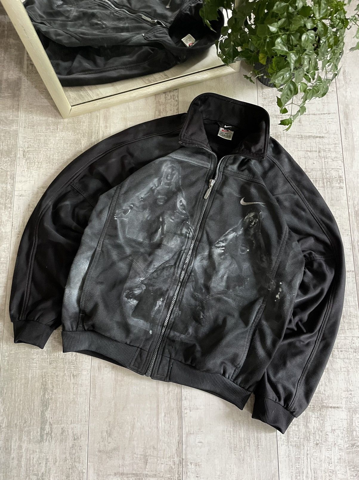 Nike × Vintage Vintage Nike Y2K Zip Up Sweatshirt Custom Avant Garde RARE Size US S / EU 44-46 / 1 - 2 Thumbnail