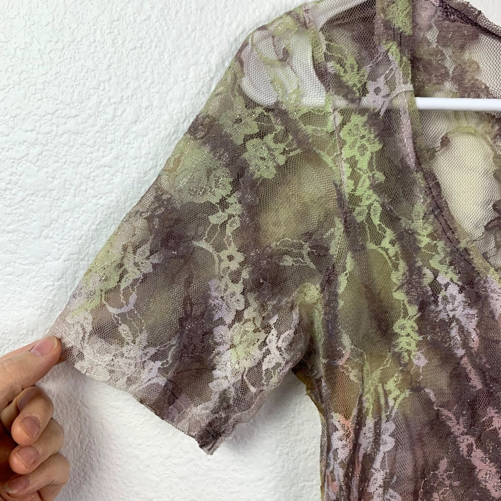 Vintage Vintage Daytrip Y2K Bohemian Floral Lace Sheer Top M Made in USA Emo Grunge Shirt Women Size M / US 6-8 / IT 42-44 - 2 Thumbnail