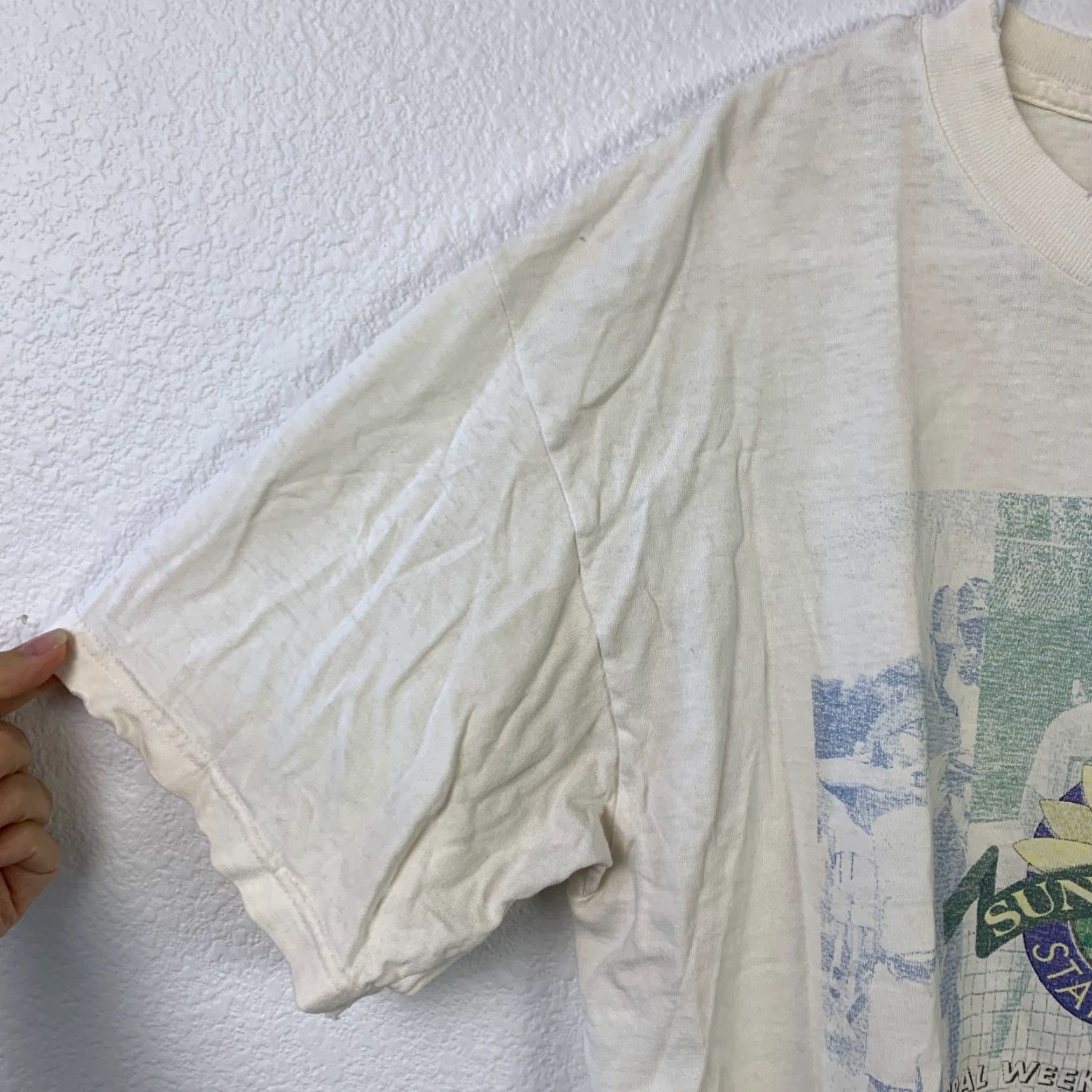 Sunflower VINTAGE Sunflower State Games Tee T-Shirt L Jones & Mitchell Unisex Adults White 100% Cotton Crew Neck Short Sleeve Size US L / EU 52-54 / 3 - 3 Thumbnail
