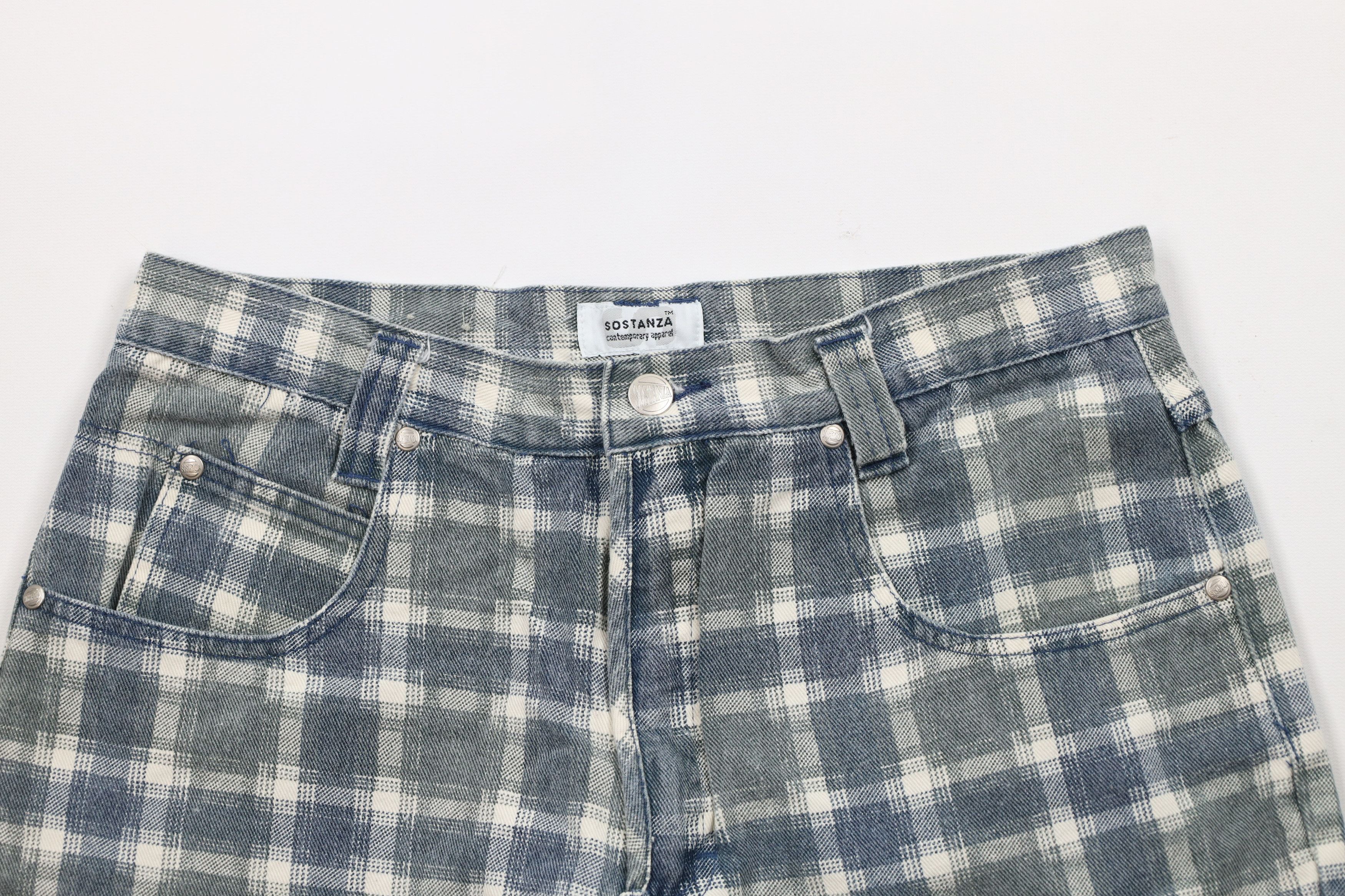 Vintage Vintage 90s Streetwear Fit Denim Jean Shorts Jorts Plaid Size US 30 / EU 46 - 2 Thumbnail