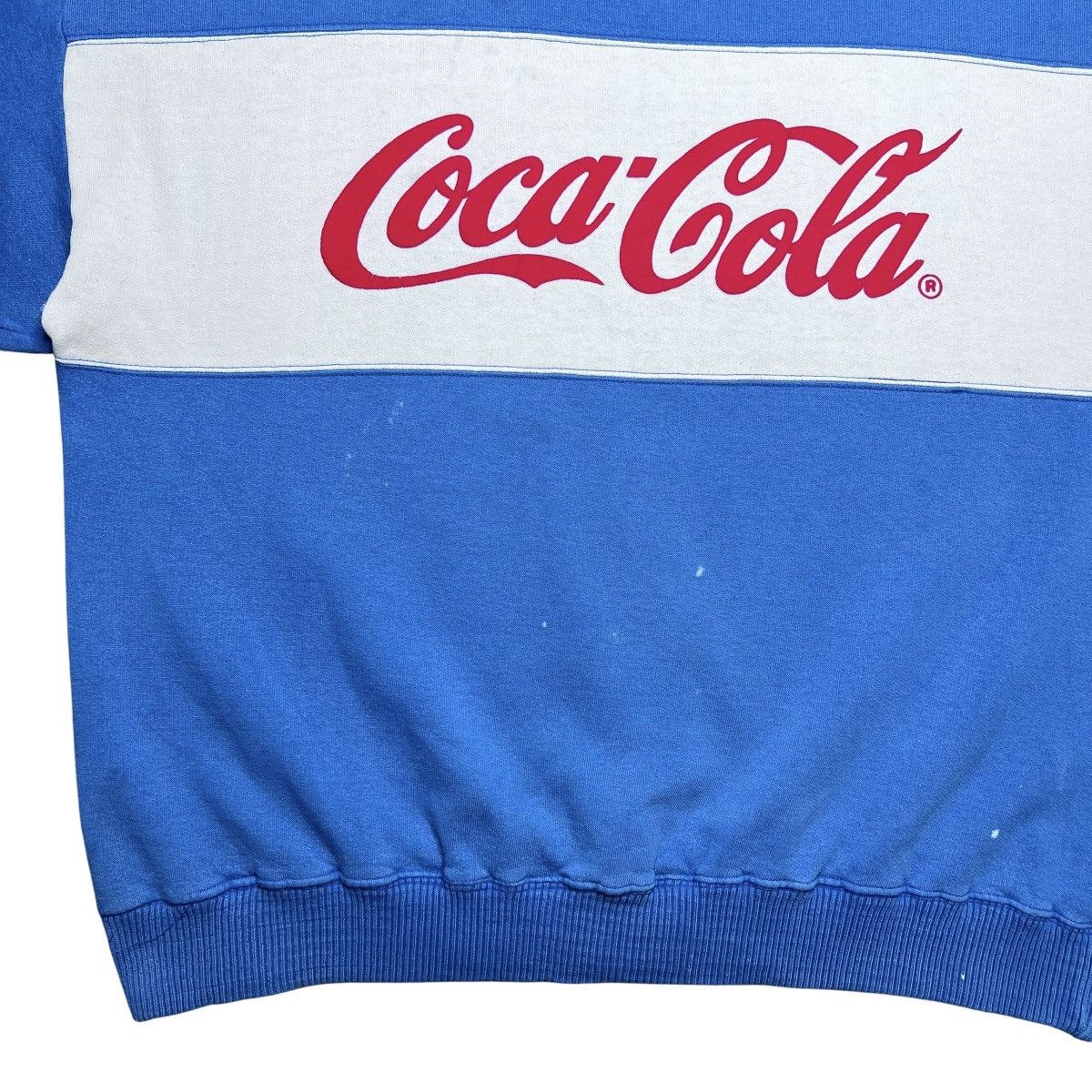 Coca Cola Vtg 1980s Coca-Cola Logo Spell Out Tricolor Blue Sweatshirt Size US L / EU 52-54 / 3 - 8 Thumbnail