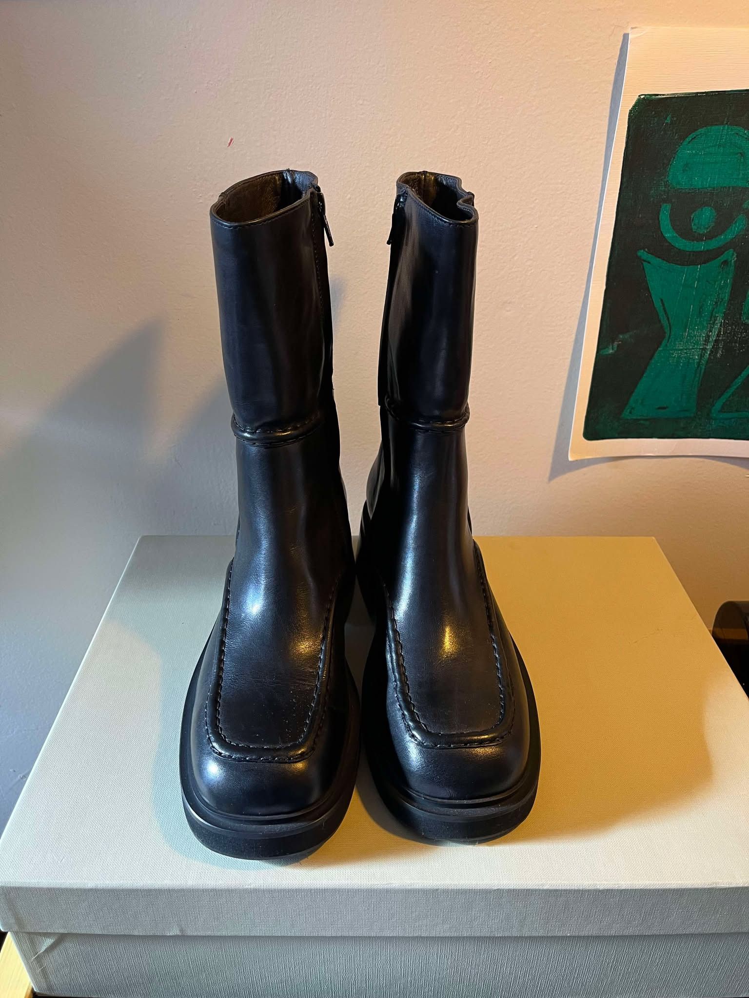 Billi Bi Billi Bi A7620 Black Leather Square-toed Boots Size US 9 / IT 39 - 4 Thumbnail