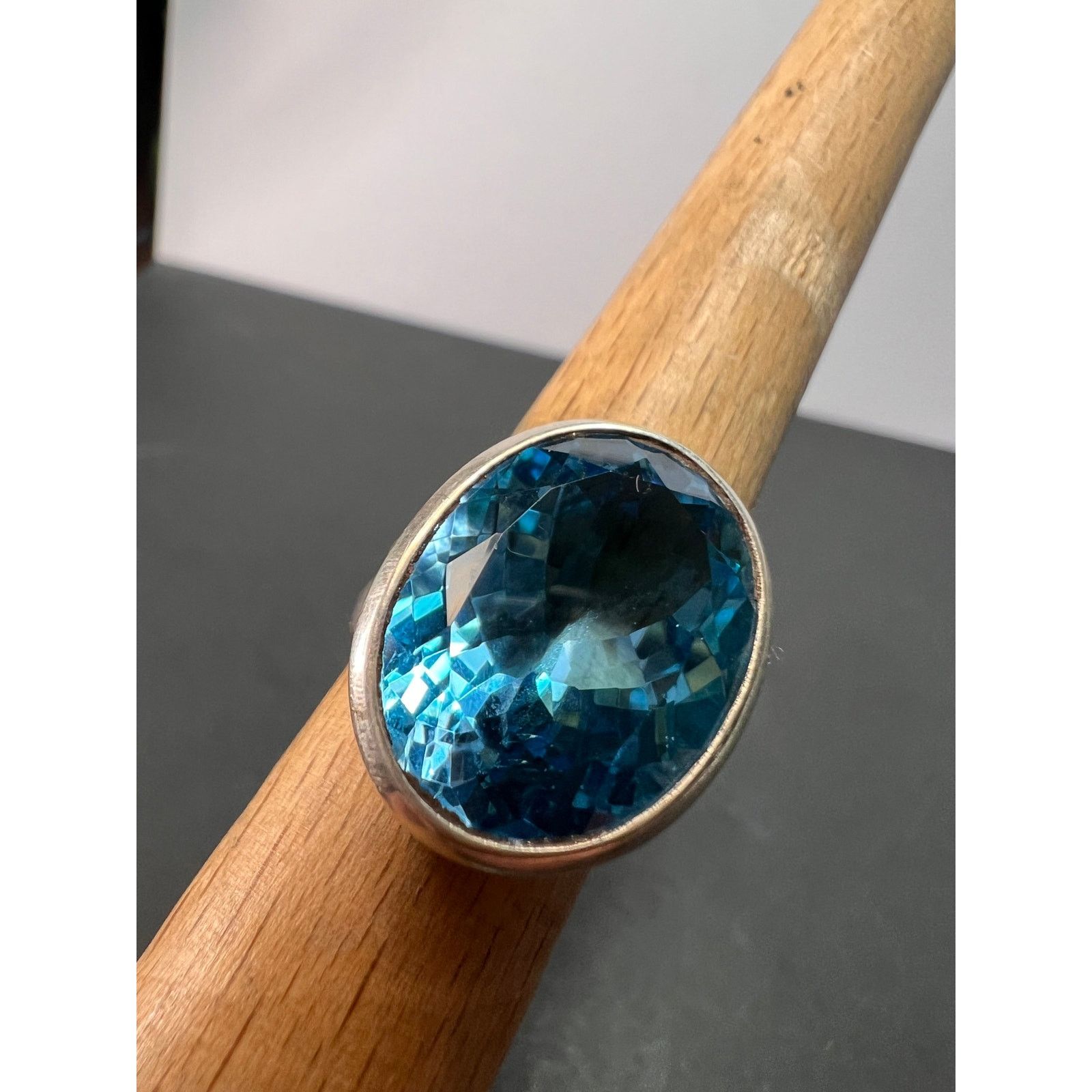 Other NEW Blue topaz sterling silver ring size 7.5 / 12.43 grams Size ONE SIZE - 7 Thumbnail