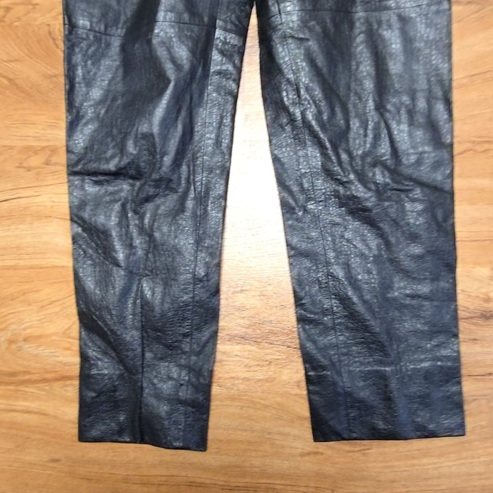 Vintage Vintage Omanti New York Genuine Leather Pants Black 12 90s Size 34" / US 12 / IT 48 - 2 Thumbnail