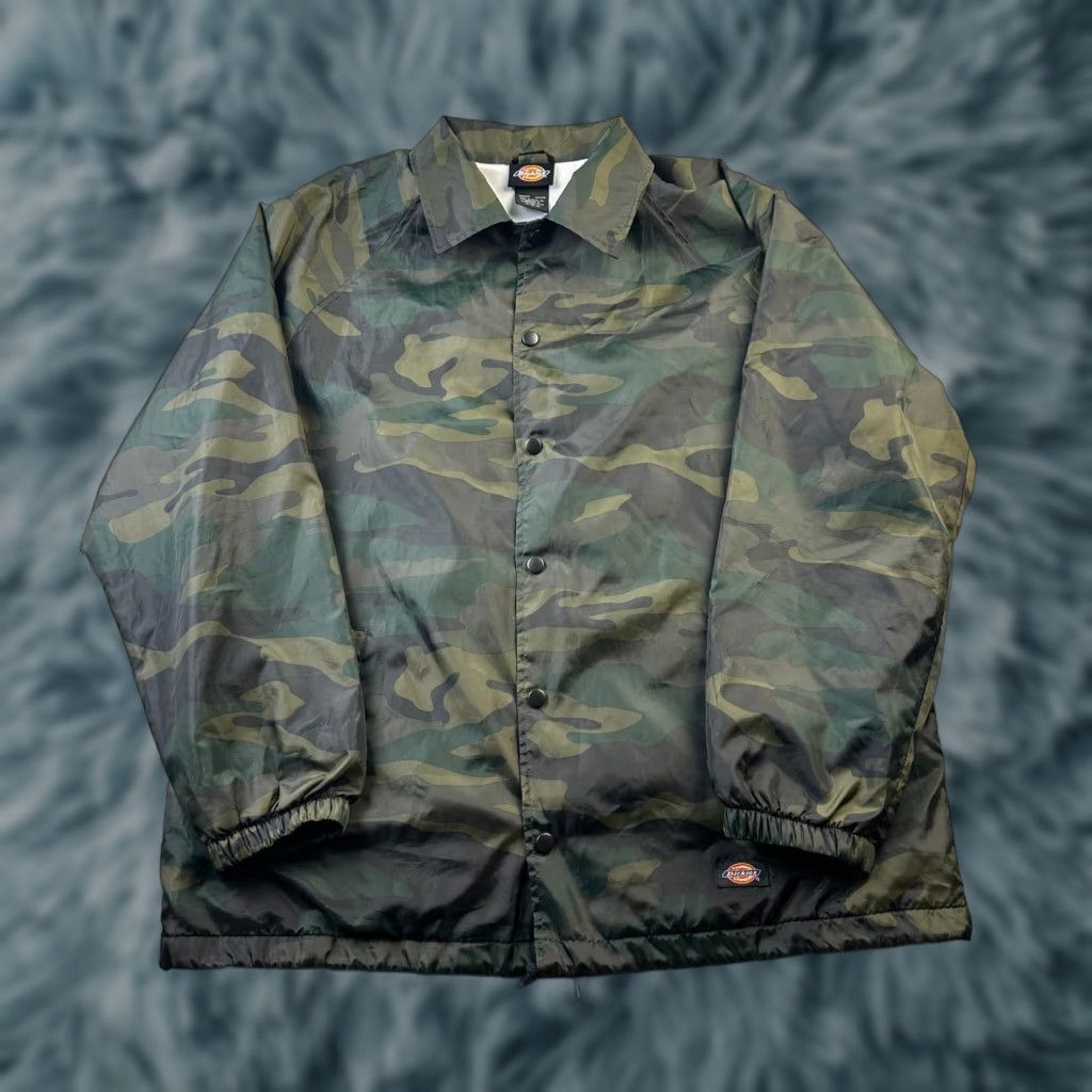 Dickies Dickies Jacket Mens M Green Camouflage Nylon Snap On Windbreaker Coat Spring Winter Fall Weather Workwear Casual Size US M / EU 48-50 / 2 - 1 Thumbnail