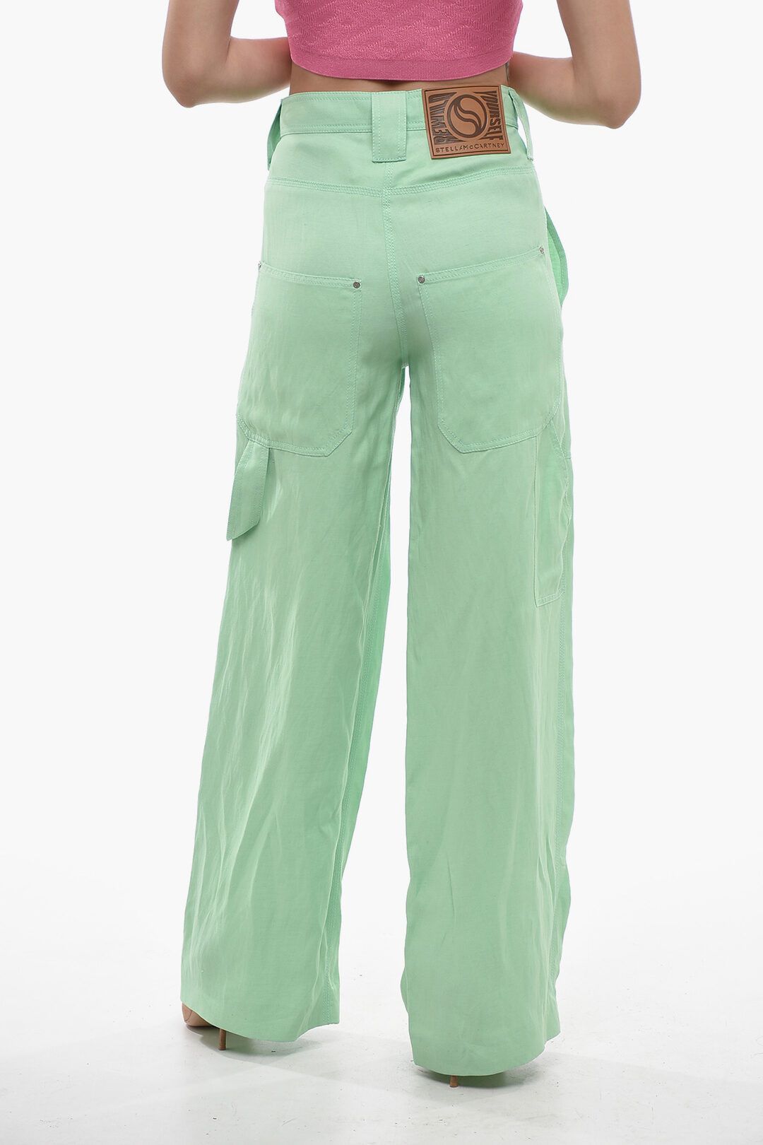 Stella McCartney og1mm0824 Fit Flax Blend Cargo Pant in Green Size 26" / US 2 / IT 38 - 2 Thumbnail