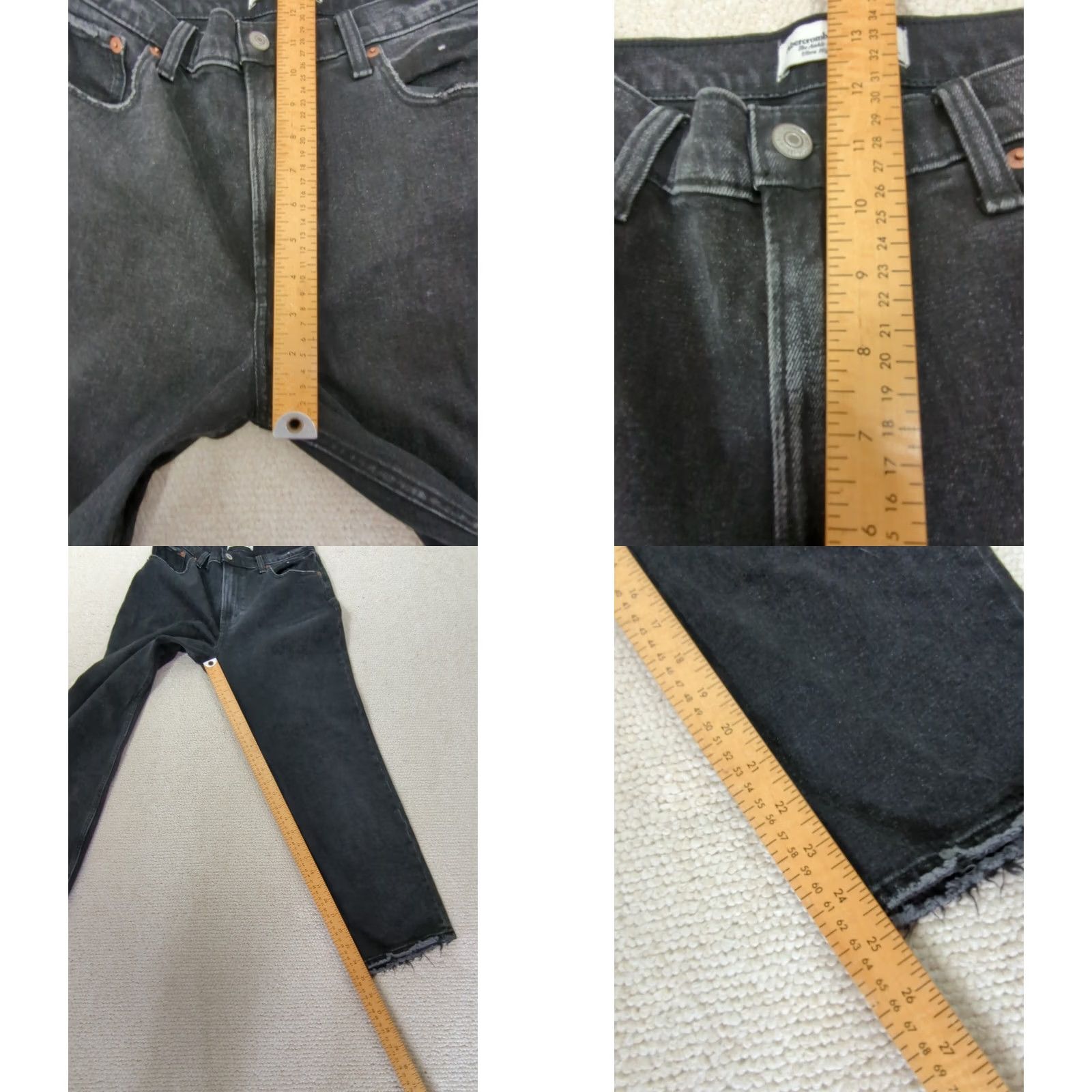 Abercrombie & Fitch VINTAGE Abercrombie & Fitch Jeans The Ankle Straight Ultra High Rise 28 Short Black 5-Pocket Womens Petite Distressed Stretch Regular Fit XS? Size 28" / US 6 / IT 42 - 9 Thumbnail