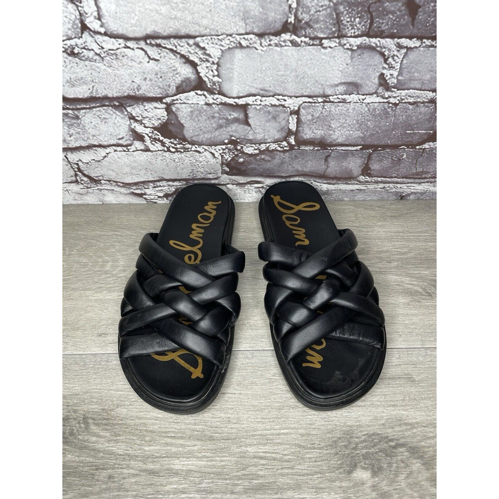Sam Edelman Sam Edelman Vaugn Black Leather Braid Casual Slides Sandals Size US 7 / IT 37 - 2 Thumbnail