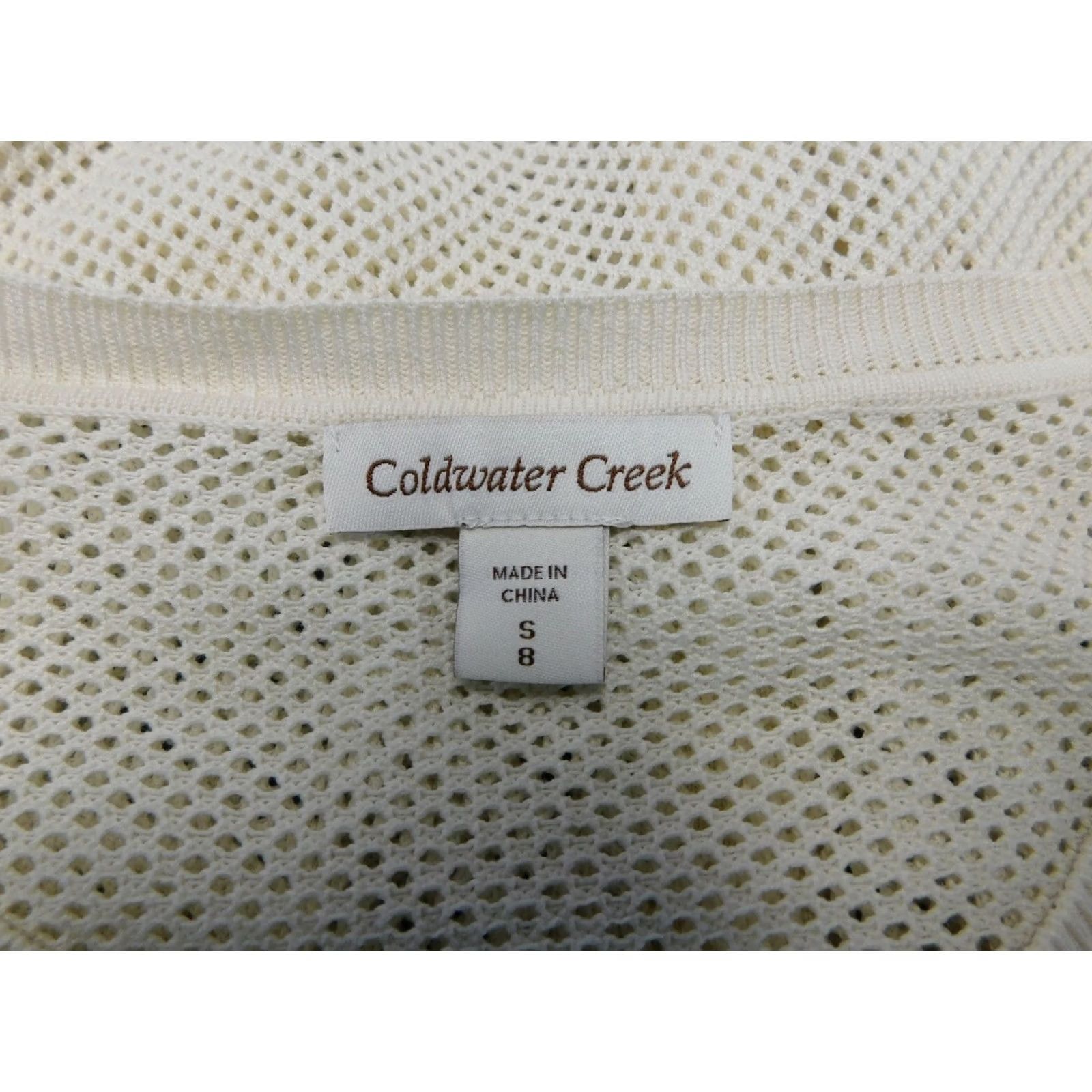 Coldwater Creek Coldwater Creek Ivory Button Front Open-Knit Silk-Cotton Cardigan Size 8 Women Blouse Size M / US 6-8 / IT 42-44 - 3 Thumbnail