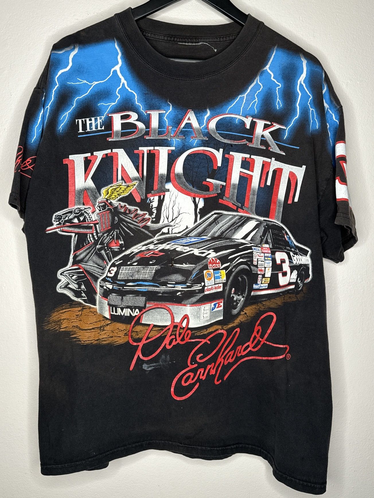 image of Chase Authentics x Nascar Vintage 90's Dale Earnhardt The Black Knight Aop Nascar Tee (Size XL)