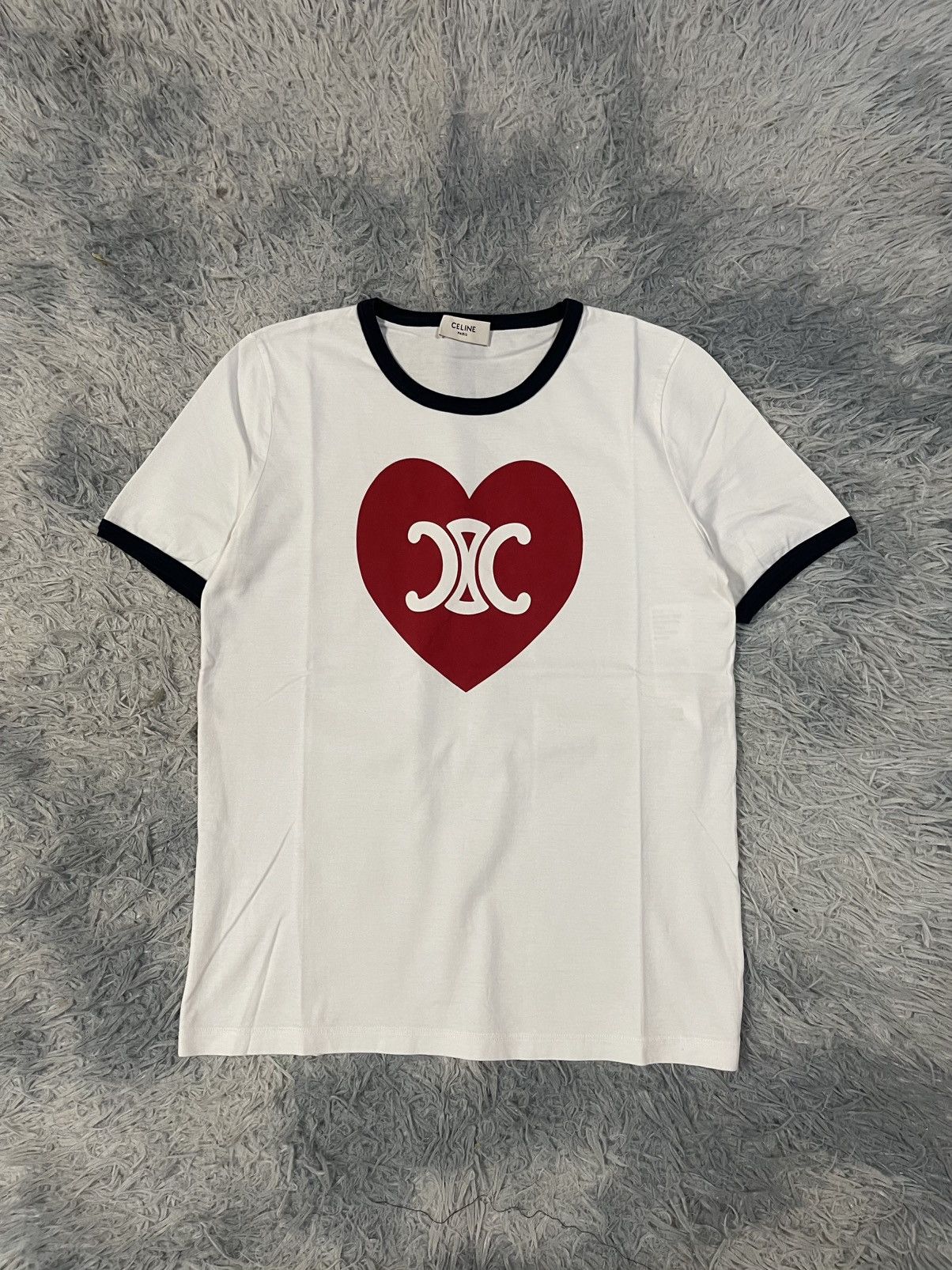 Celine CELINE Paris Heart Triomphe Ringer Tee Size M / US 6-8 / IT 42-44 - 1 Thumbnail