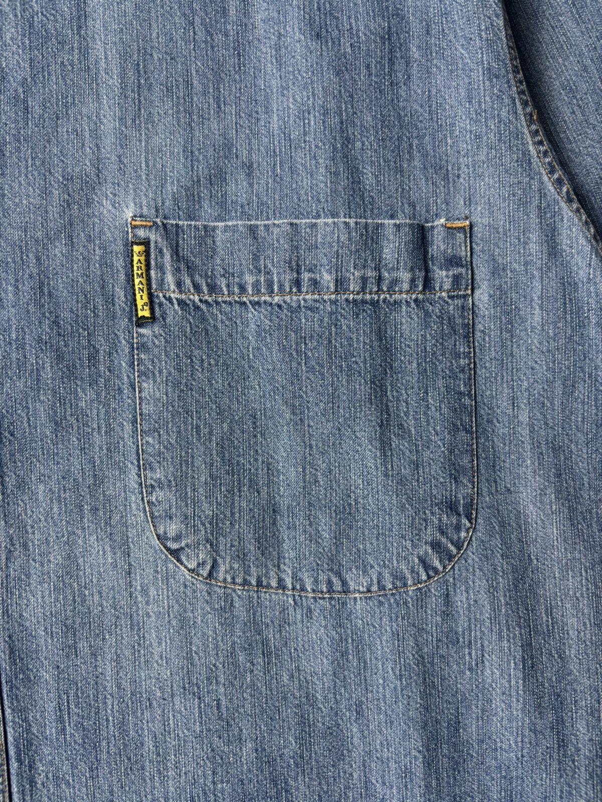 Armani 1990s Armani Jeans Collarless Denim Shirt Size US XL / EU 56 / 4 - 3 Thumbnail