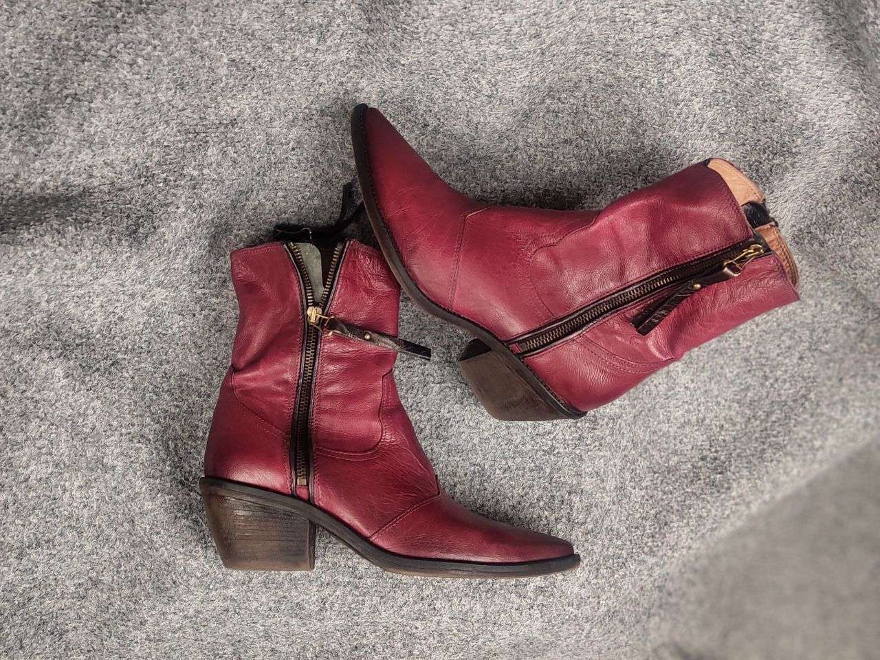A.S.98 A.S.98 Design Charlie Red Leather Zip Ankle Western Boots Size US 9 / IT 39 - 14 Thumbnail